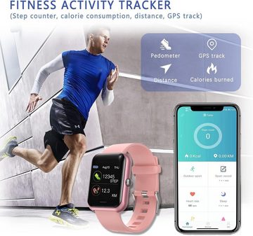 MICGIGI Smartwatch (1,3 Zoll, Andriod iOS), Großbildschirm Fitness Uhr Pulsuhren Fitness Tracker mit 8 Sportmodi