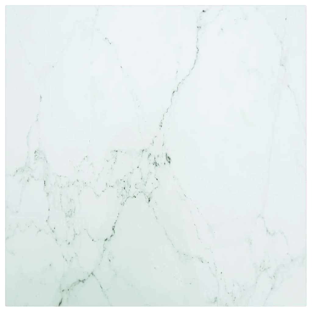 furnicato Tischplatte Weiß 50x50 in cm Marmoroptik mm St) Hartglas 6 (1