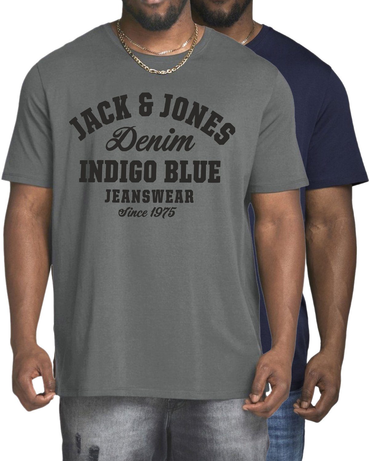 Jack & Jones Print-Shirt (2er-Pack) in Unifarben, aus Baumwolle Pack-05