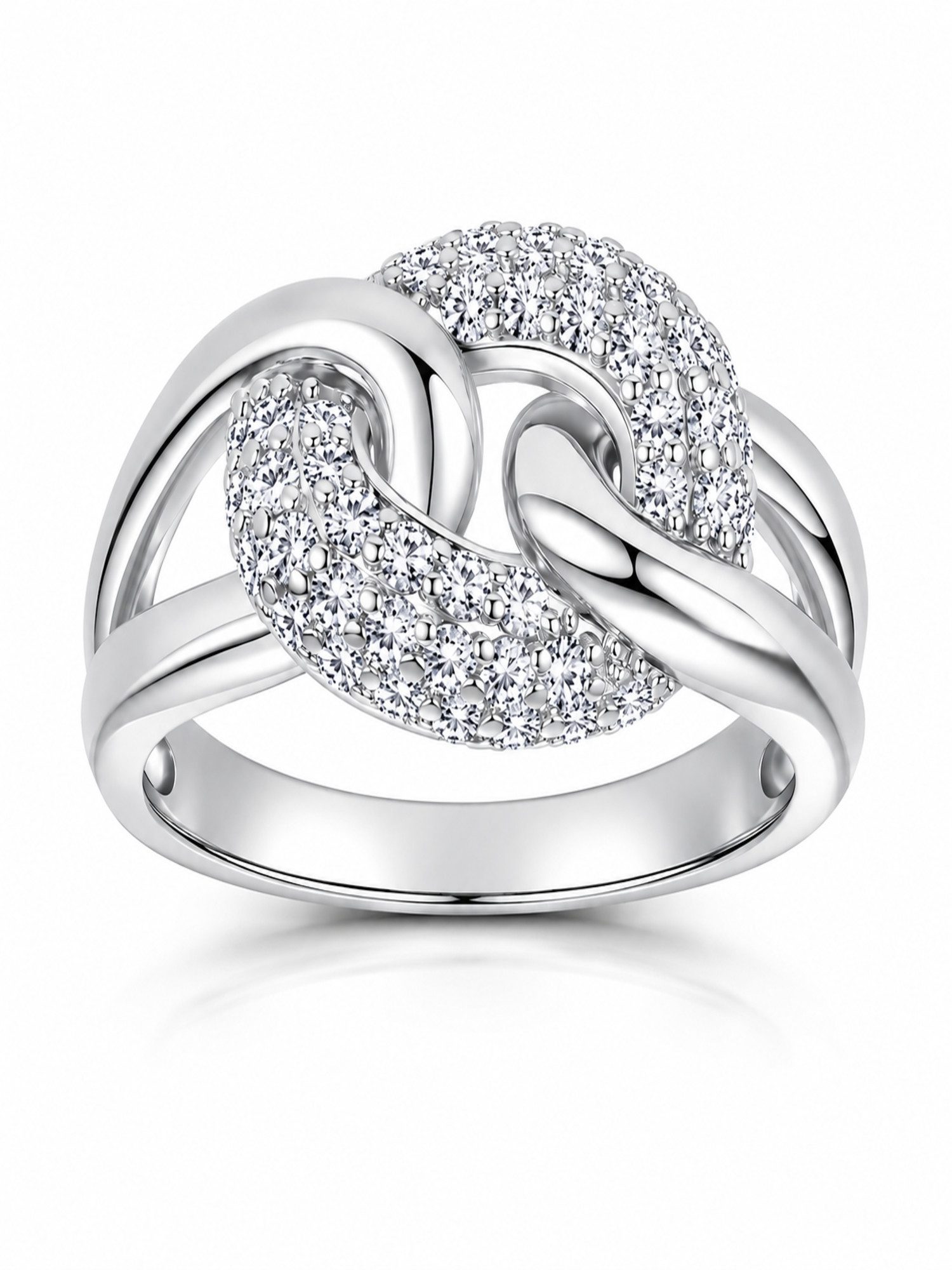 ROUGEMONT Fingerring Damen Statement Ring Gold funkelnder Zirkonia Besatz -Hypoallergen, Everyday Luxury Ring