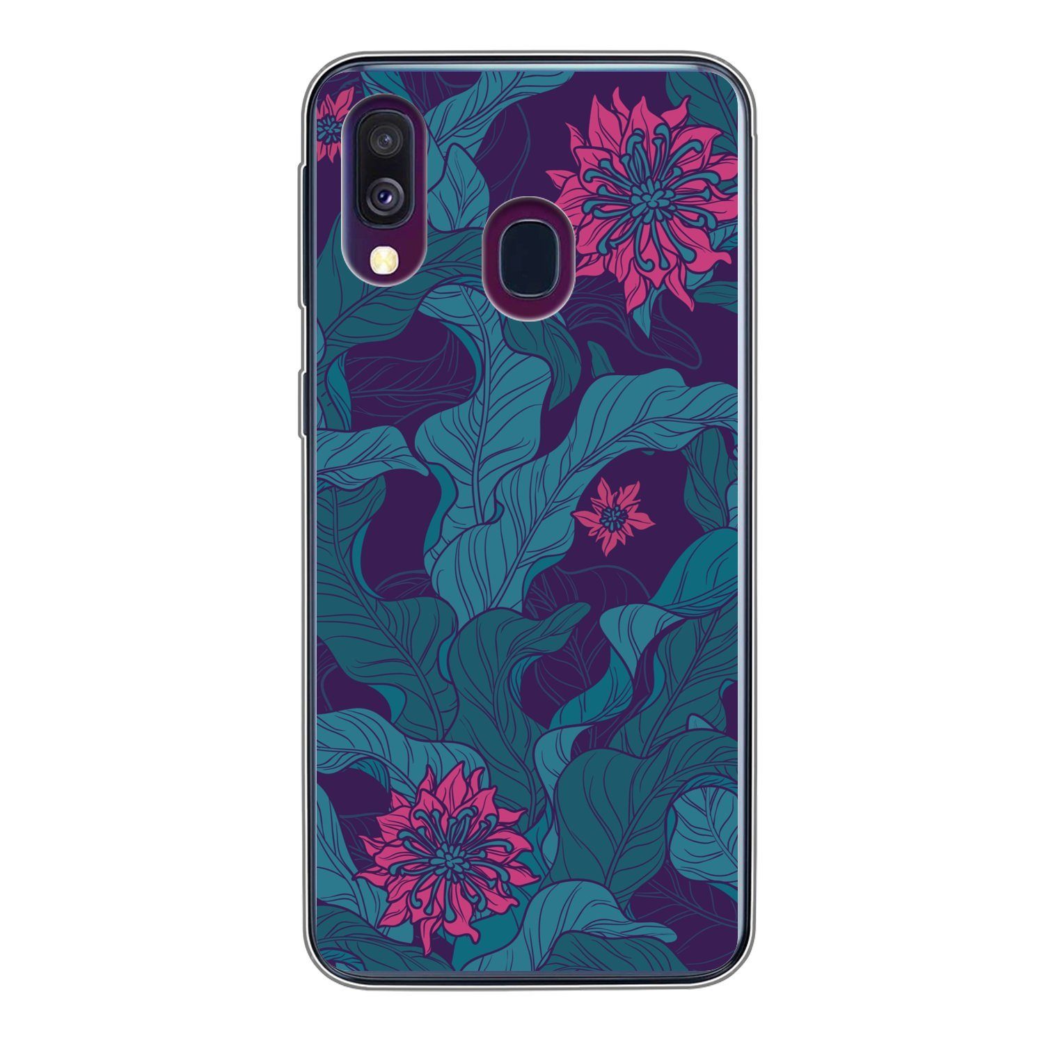 Handyhülle für Samsung Galaxy A40 Eine Illustration eines Blumenmusters mit lila