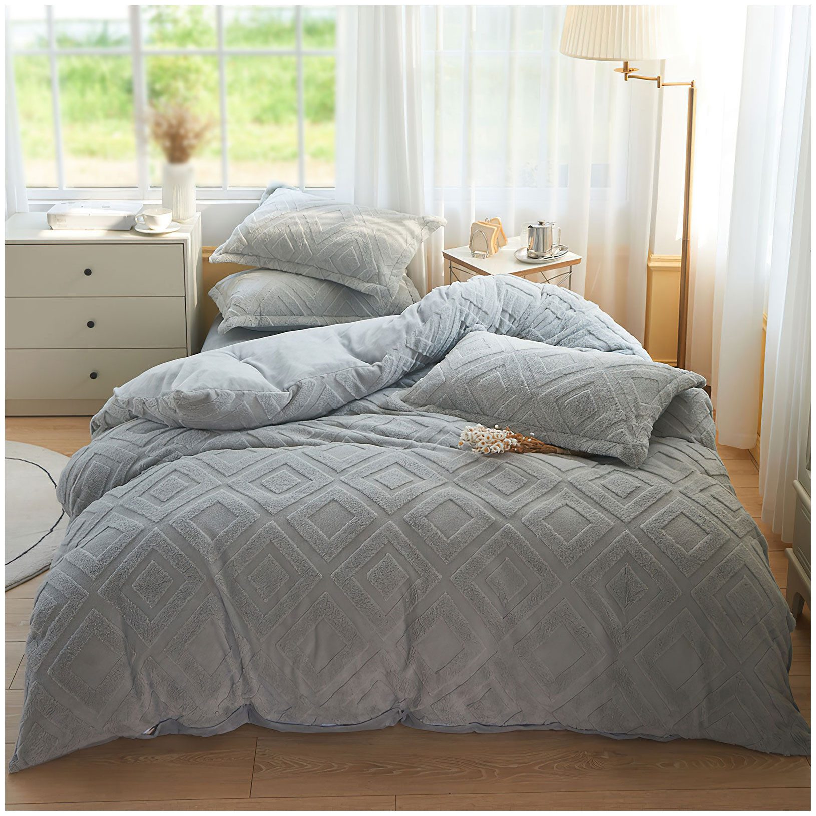 KEAYOO Постельное белье TF, Polyester, 2 teilig, Flauschig warmes Teddy Plüsch warm für Winter