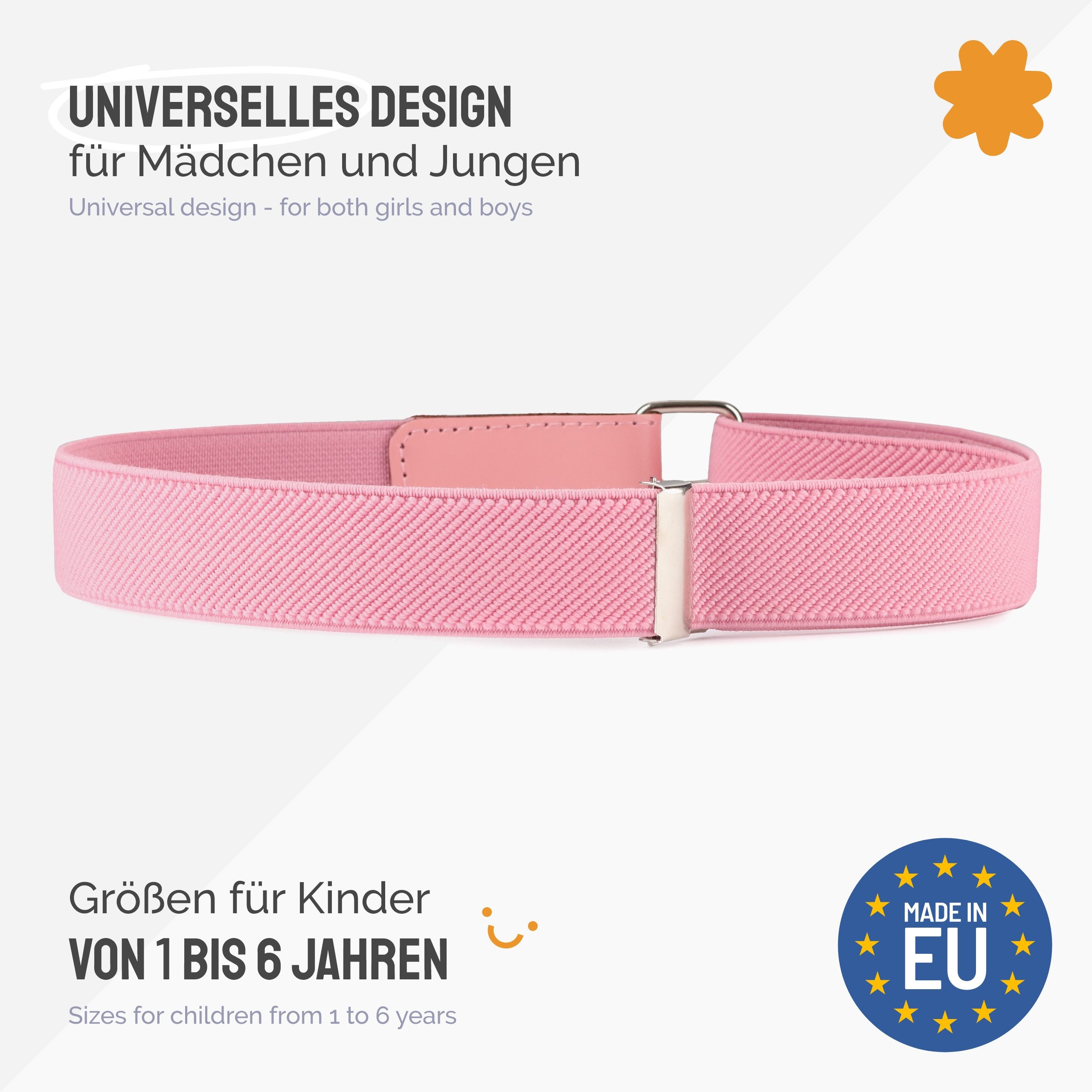 Ladeheid Stoffgürtel Mädchen Gürtel Elastik-Gürtel 1-6 Jahre 34-65 cm P15G (1-St)