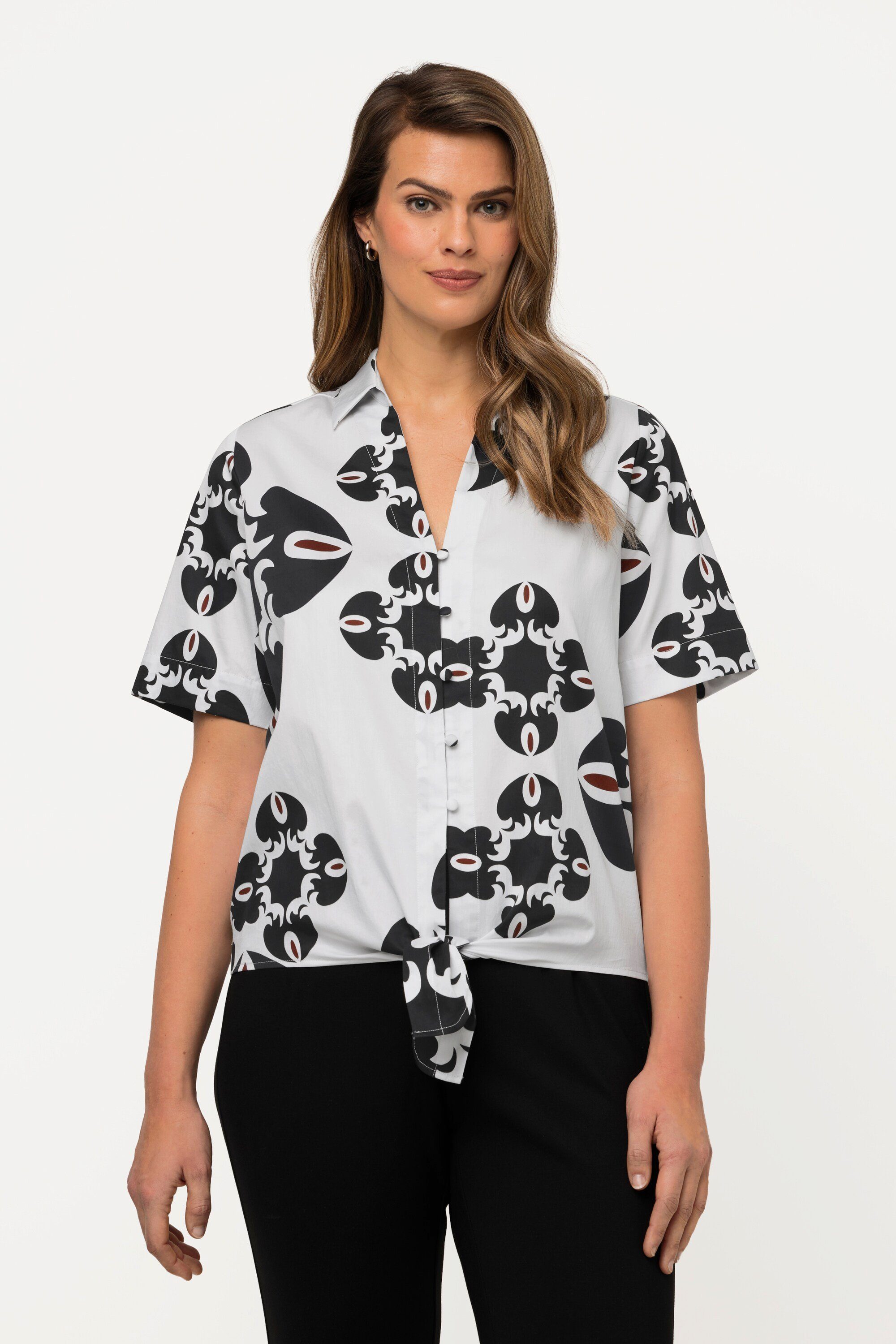 Ulla Popken Hemdbluse Bluse grafischer Druck günstig online kaufen