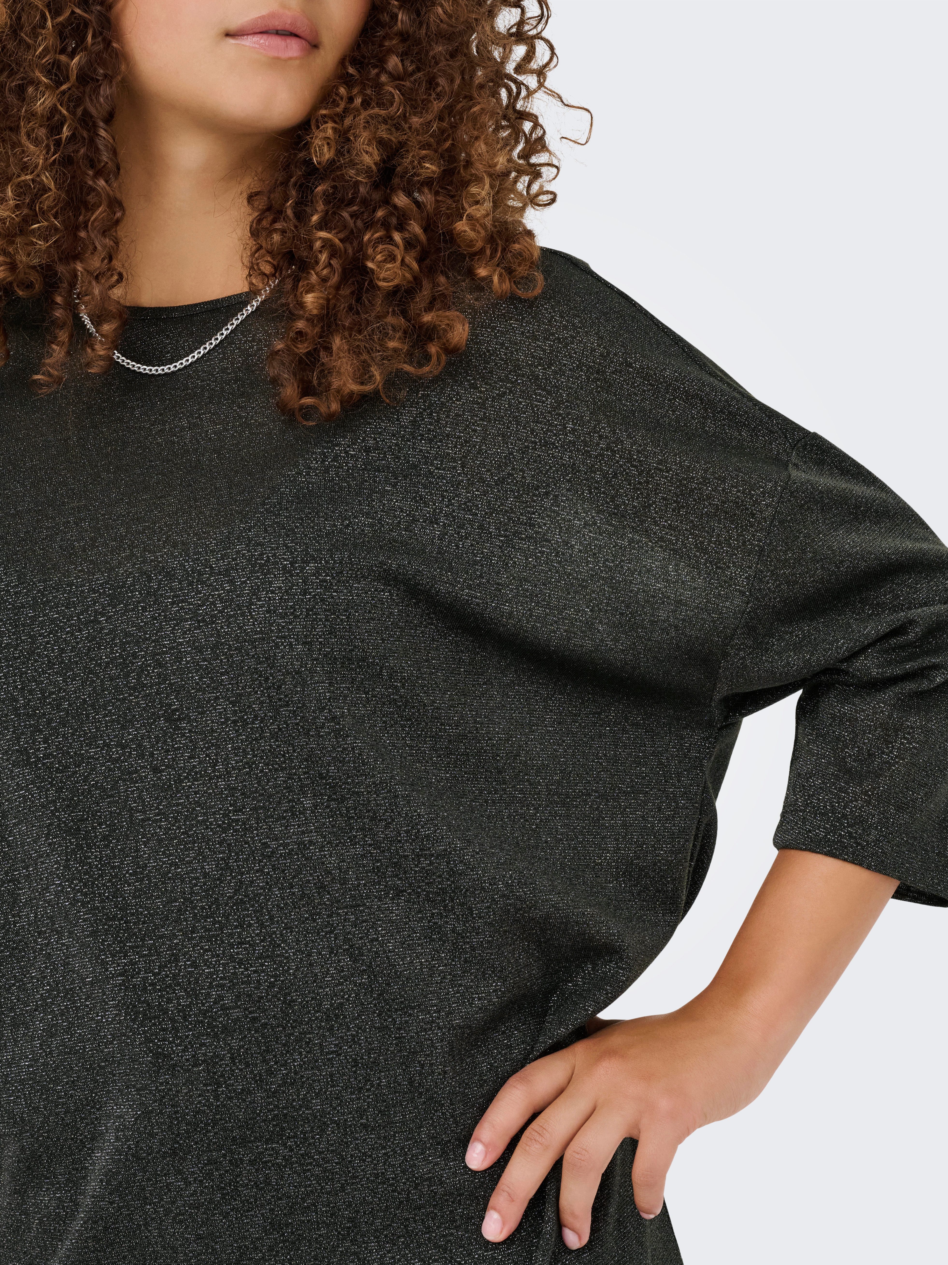 ONLY 3/4-Arm-Shirt ONLSILVERY GLAMOUR LUREX 3/4 TOP JRS mit Glitzer-Effekt