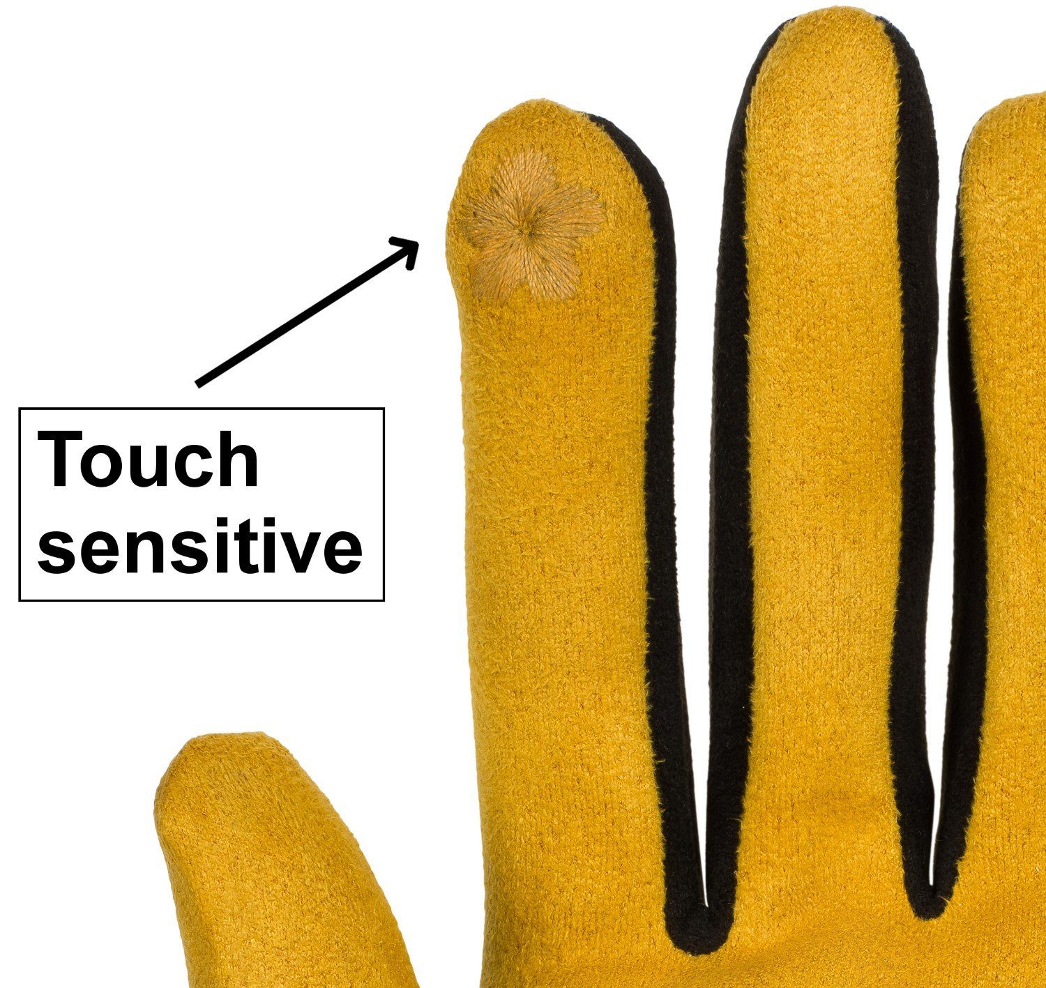 styleBREAKER Fleecehandschuhe Touchscreen Handschuhe Kontrast Curry
