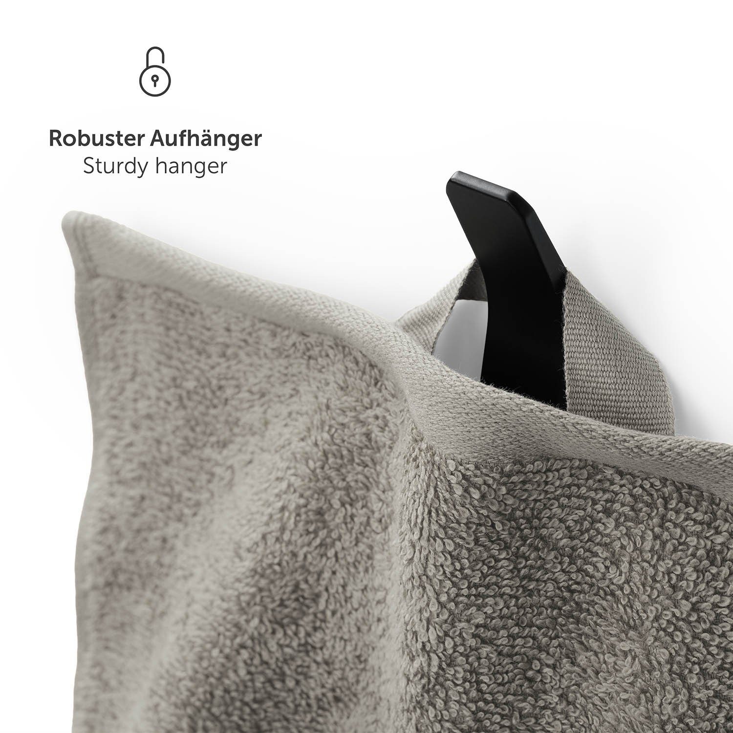 Blumtal Handtücher Premium 2er weich 50x100cm Handtücher Frottier Baumwolle Frottee saugstark, und Set Handtücher Set Grau Aufhängschlaufen, mit - 100% (2-St)