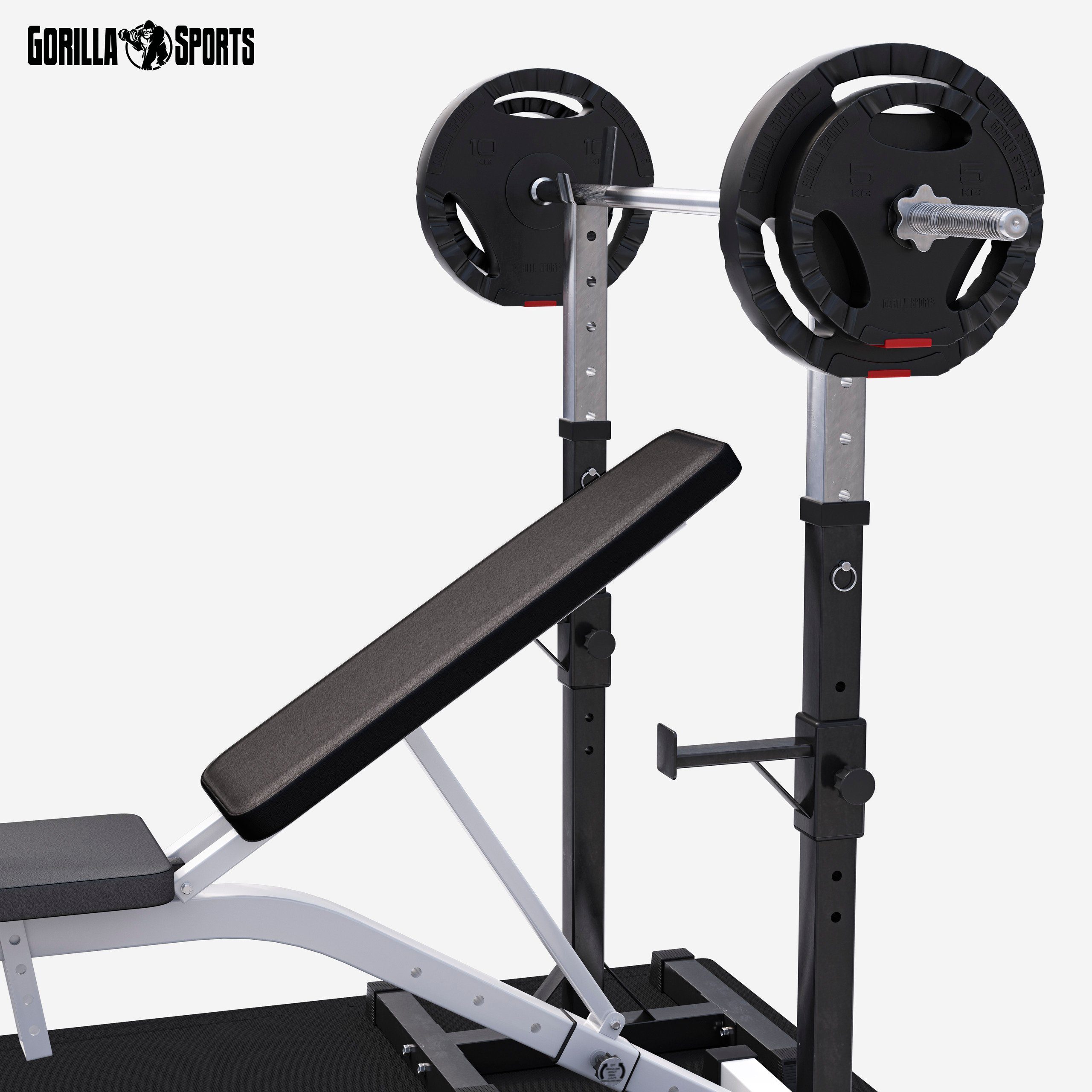 GORILLA SPORTS Hantelbank 100kg Gewichten, Verstellbar - Kraftstation, Hantelset, Trainingsbank, (1-tlg)