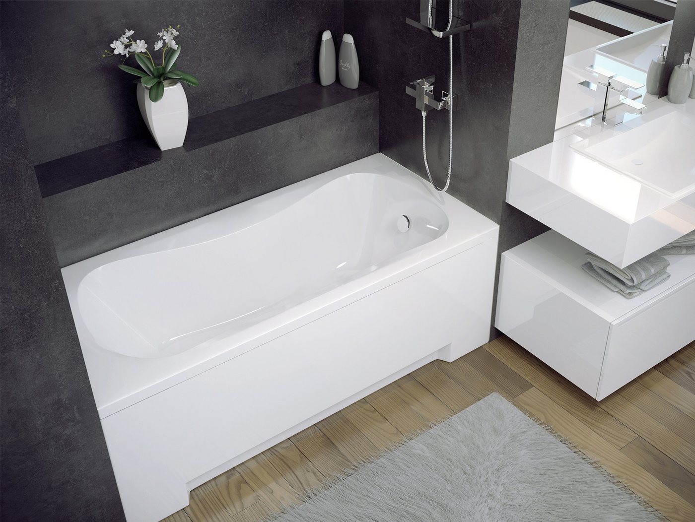 Thumbnail - KOLMAN Badewanne Rechteck Aria 140x70, Ablaufgarnitur & Füße GRATIS