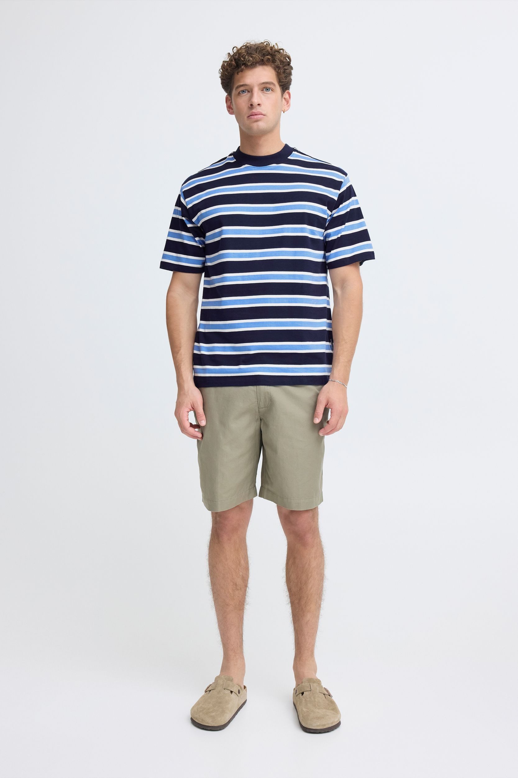 Casual Friday T-Shirt Gestreiftes Design Rundhalsausschnitt für Herren (1-tlg) Baumwolle Normal Fit Rundhals Kurzarm Gestreift atmungsaktiv – Bild 2 von 5