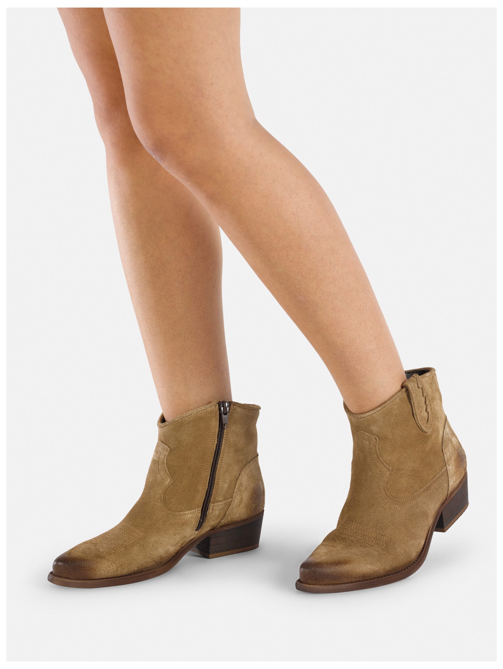 Felmini Wide Fit Stiefelette Leder . Cowboy Stiefelette – Bild 3 von 5