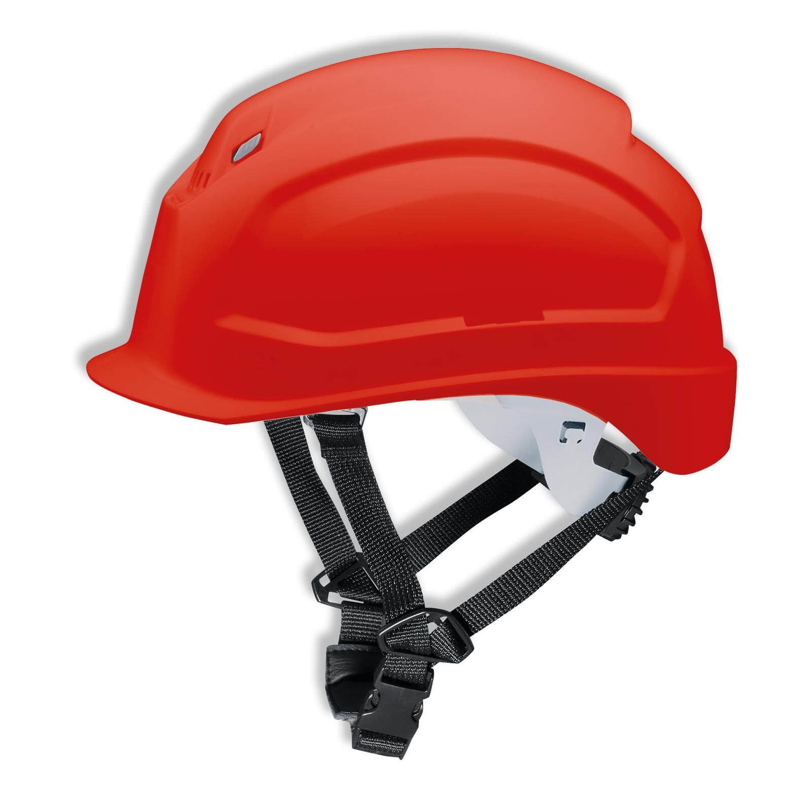 Uvex Schutzhelm pheos S-KR - Arbeitsschutz-Helm - Vormontierter 4-Punkt Kinnriemen rot