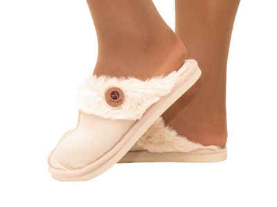 Markenwarenshop-Style Hausschuhe Slipper Winter Lady Homeshoe Fluffy 38-39 Farbe: beige Plüsch Hausschuhe