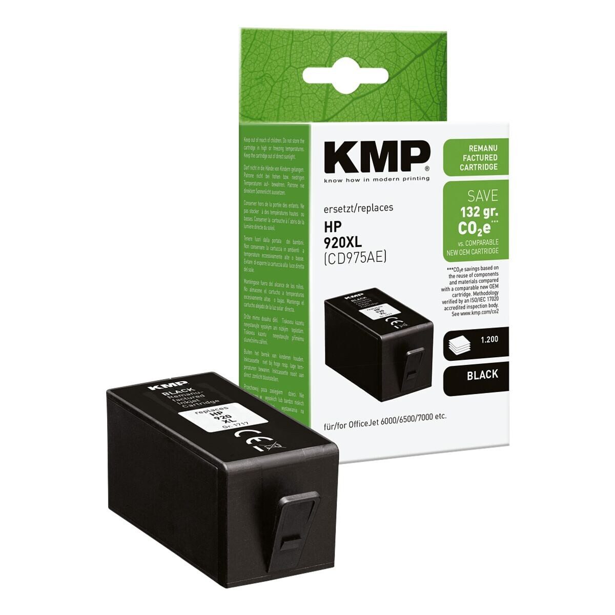 KMP Tintenpatrone (1-tlg., ersetzt HP »CD975AE« Nr. 920XL, schwarz)