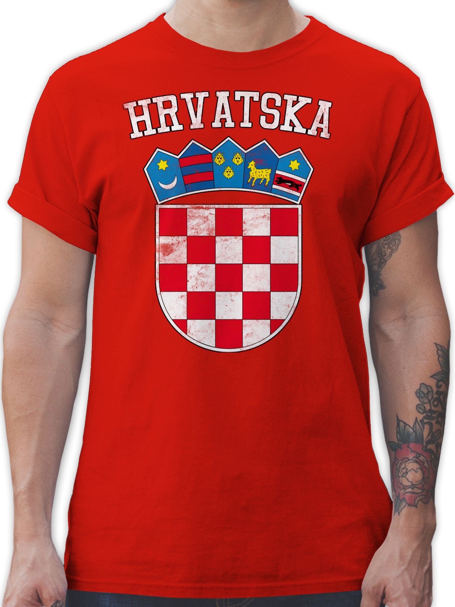 Shirtracer T-Shirt Kroatien Wappen WM Fussball EM 2024 2 Rot