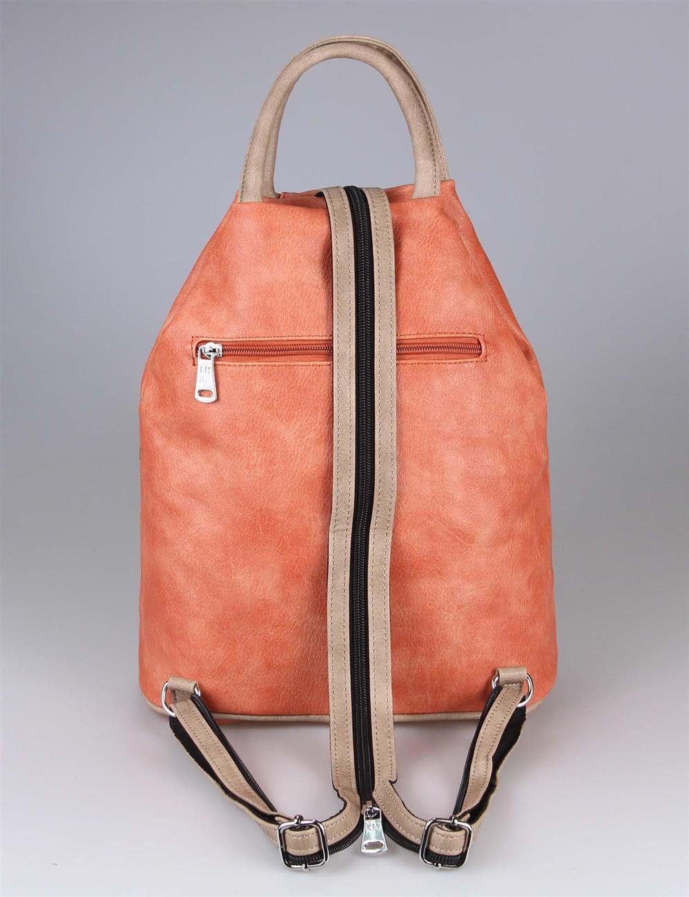 ITALYSHOP24 Rucksack Damen City- TagesRucksack Daypack Backpack Tasche Schultertasche Sport, Handtasche tragbar, Leder Optik viele Farben/Variationen, Schule Reise