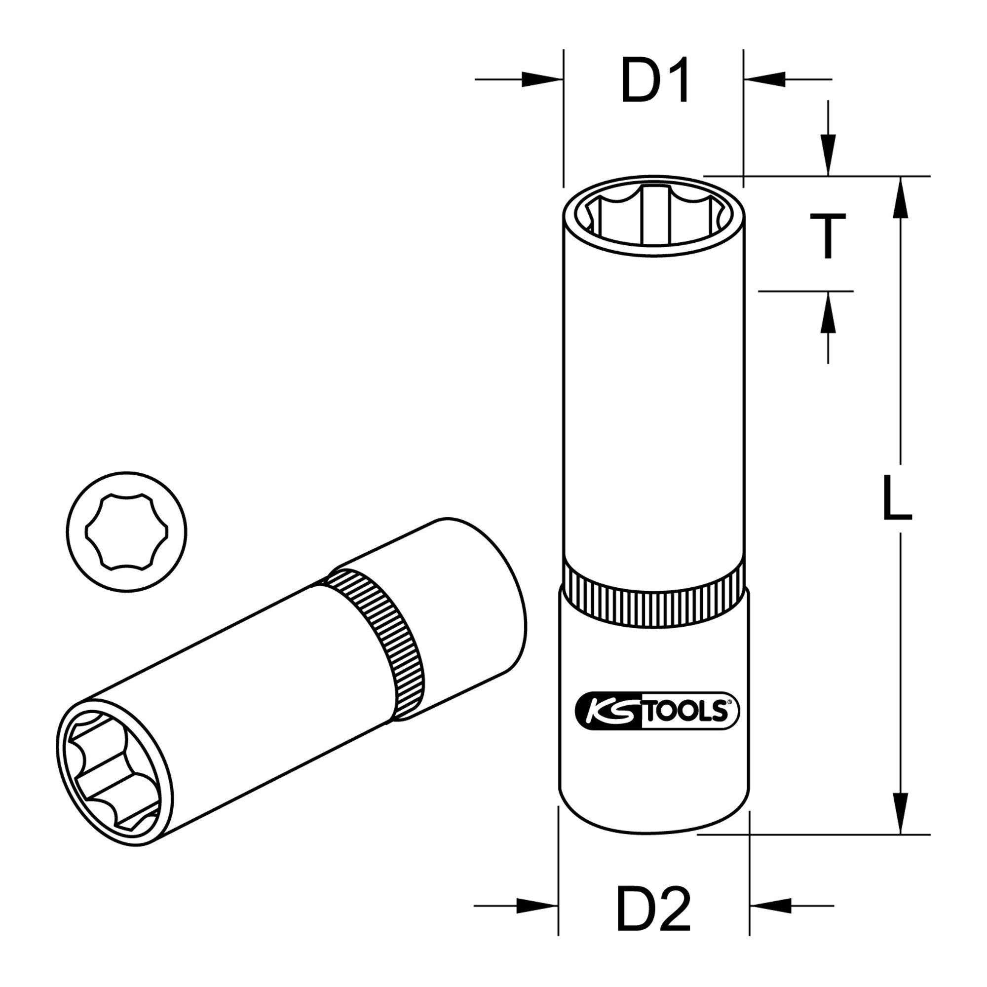 KS Tools Stecknuss KS Tools 1/4" CLASSIC Sechskant-Stecknuss, lang, 10mm