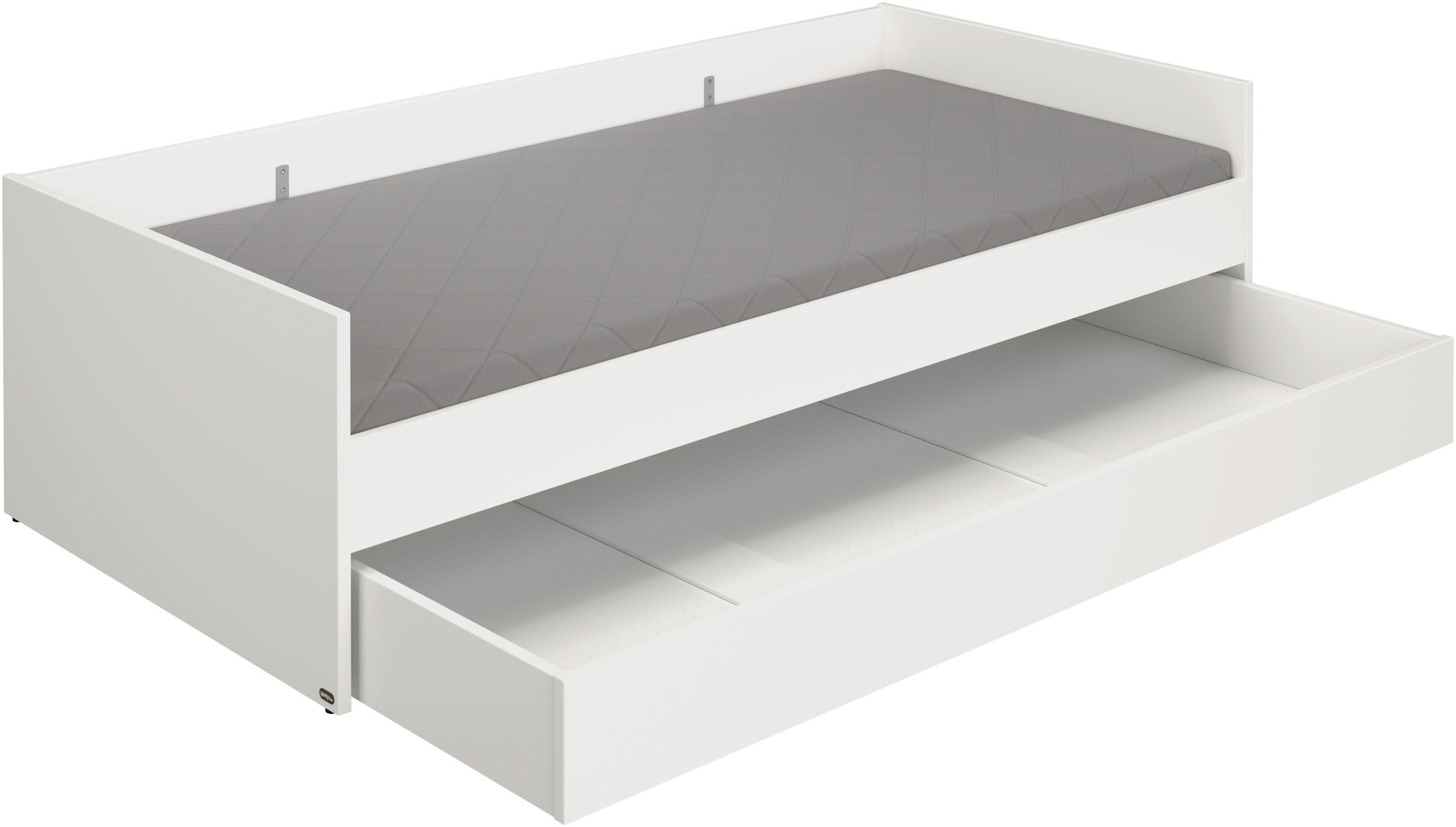 YUNY by PAIDI Kinderbett LOVELY ALIV mit Bettkasten, Jugendliege, bietet extra Stauraum oder zweite Liegefläche, Kojenliege Off-White