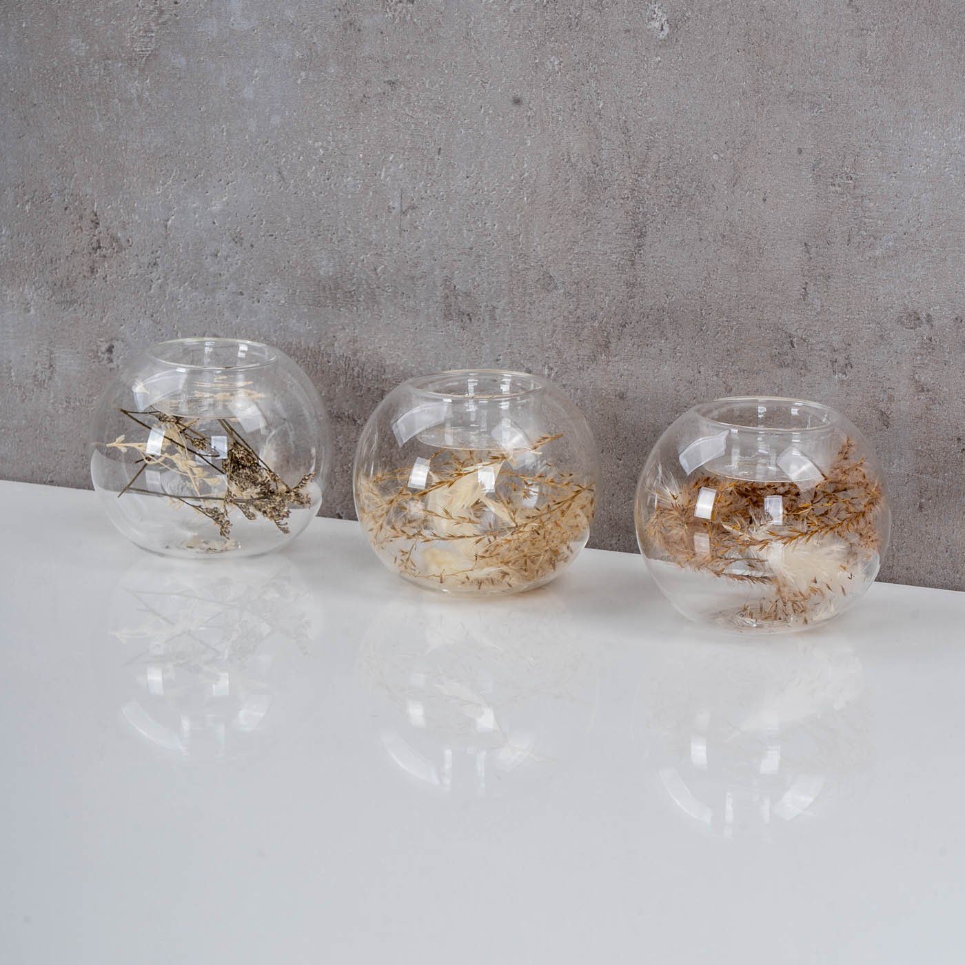 Teelichthalter Glaskugel Dekoobjekt, Levandeo® Kerzenständer Set Blumen Set 5 3er Bohodeko