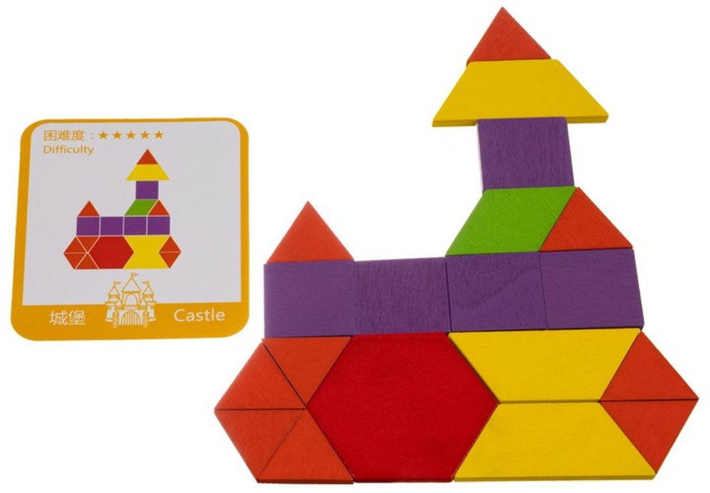 KRUZZEL Steckpuzzle Lernpuzzle Logikrätsel Geometrische Figuren, 155 Puzzleteile, Set gehört eine Tasche zur Aufbewahrung
