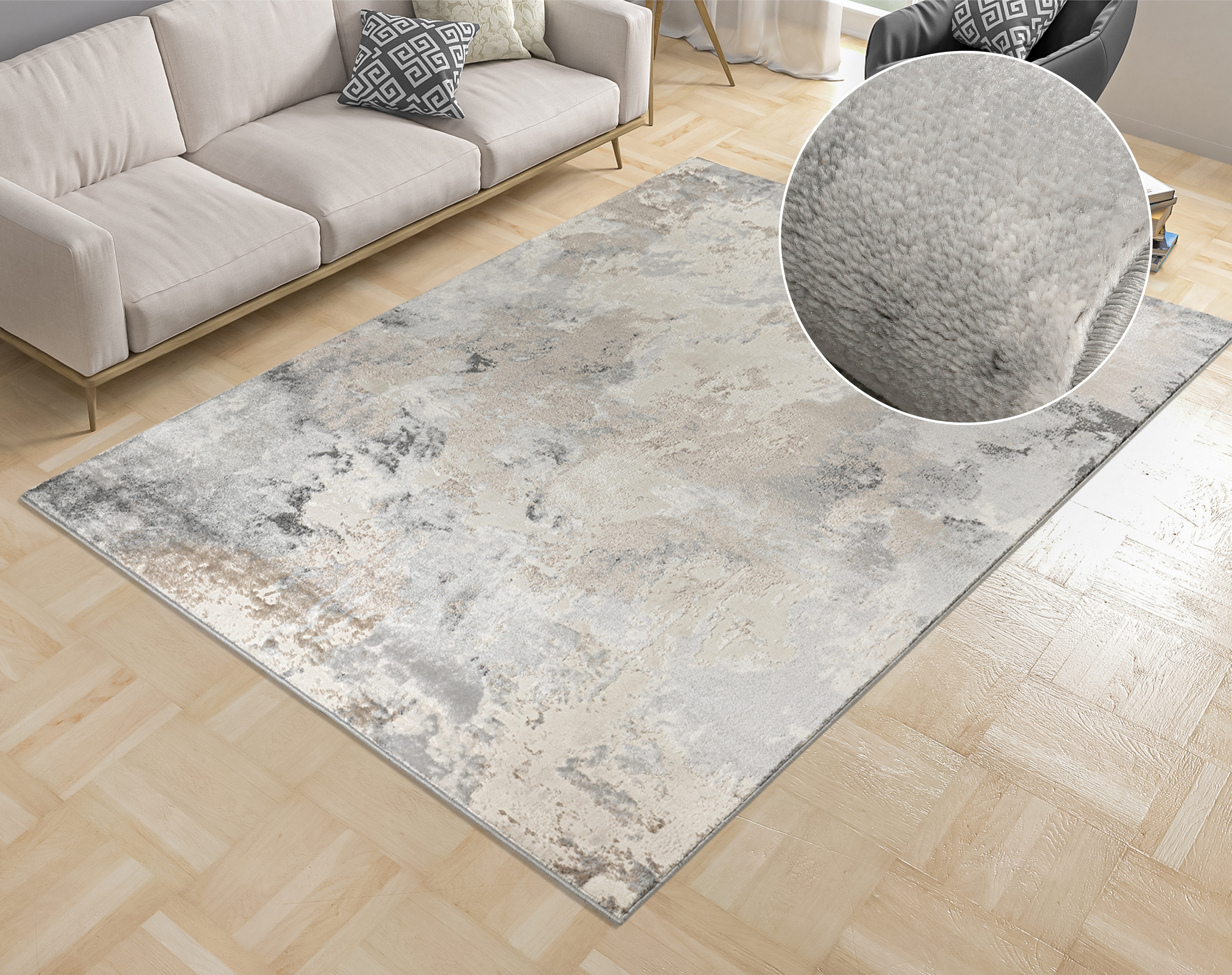 my home Teppich Hamar, rechteckig, Höhe: 8 mm, weiche Haptik, Marmor-Optik, modernes Design, Wohnzimmer