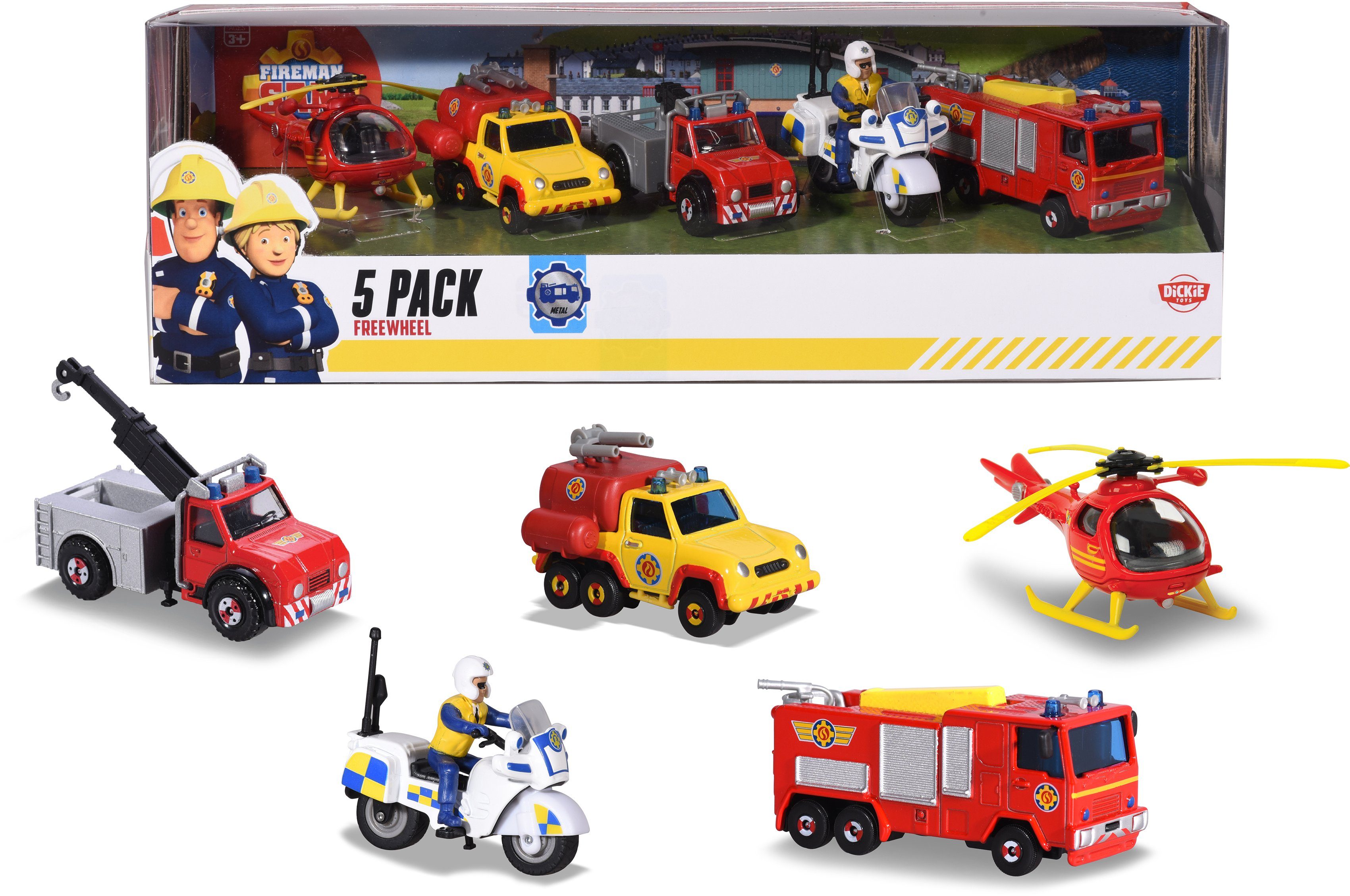 Dickie Toys Spielzeug-Auto Feuerwehrmann Fahrzeuge-Set Sam, die-cast