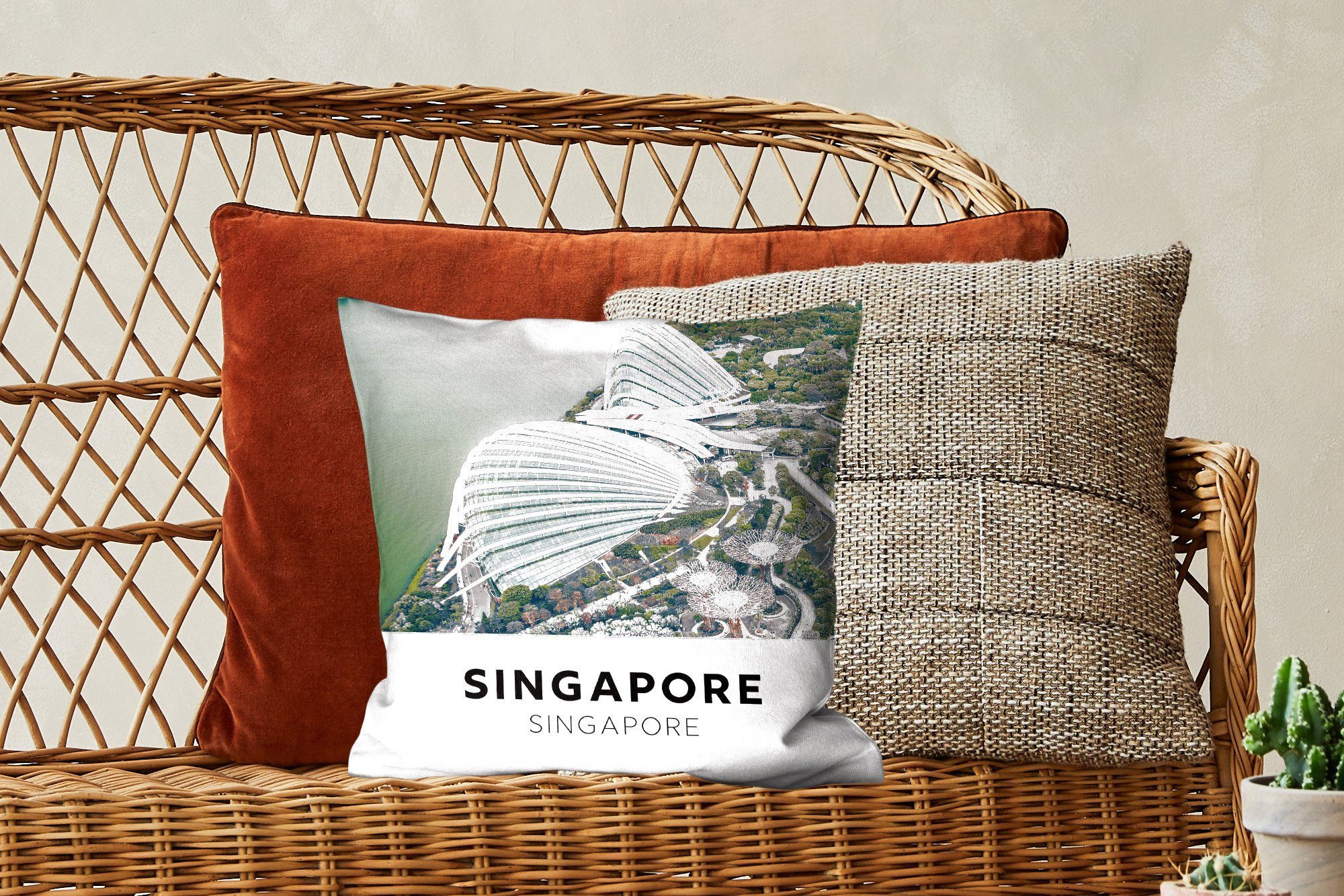 Deko, Zierkissen für Schlafzimmer, Architektur Wasser, mit - Singapur MuchoWow Wohzimmer, Dekokissen Füllung - Sofakissen