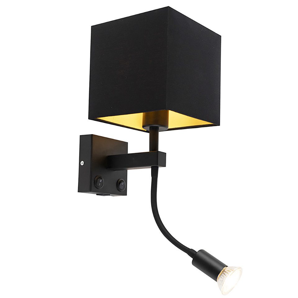 Qazqa LED Leselampe Zeno, Dimmbar, LED wechselbar, Extra-Warmweiß, QAZQA Lese­leuchte, e27, Schwarz, Stahl, Modern