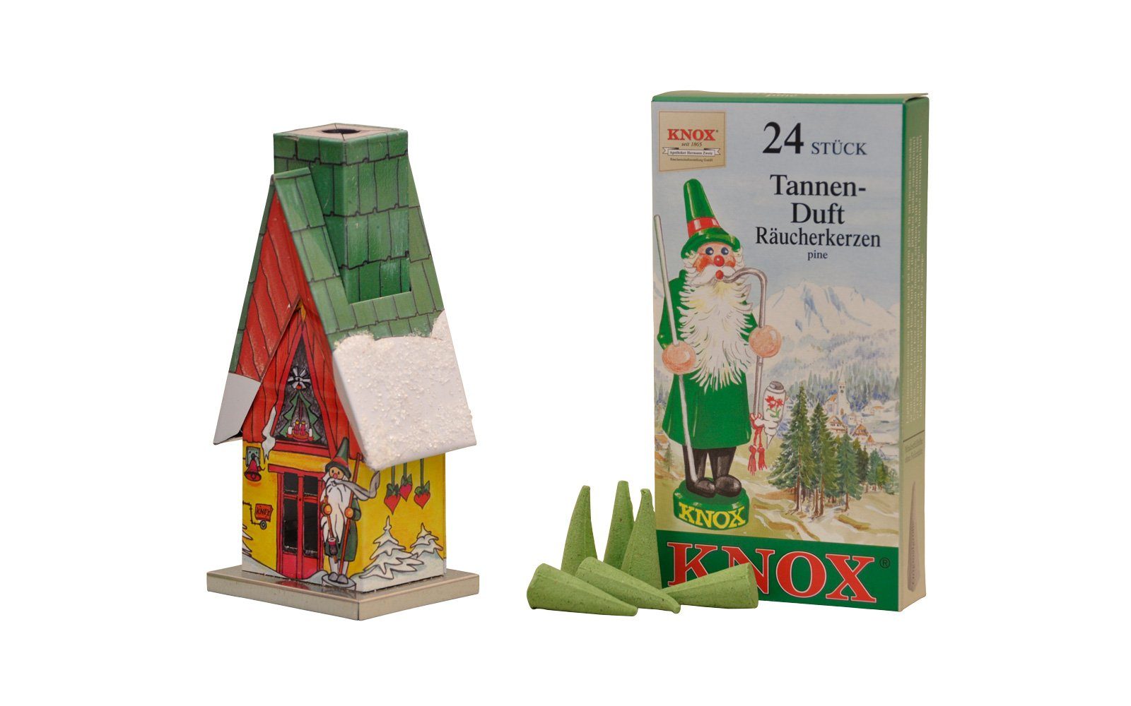 KNOX Räucherhaus KNOX-Hütte, inkl. 24 Räucherkerzen "Tannenduft", Made in Germany