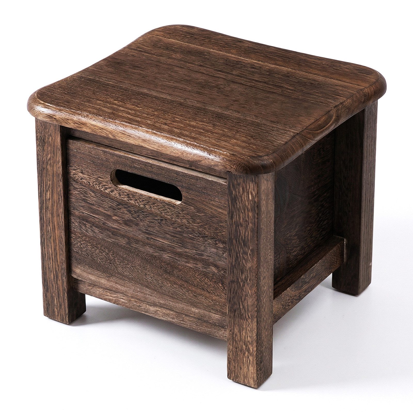 BlingBin Schuhbank Aus Massivholz mit Schublade, Eingangshocker Aufbewahrungsbank (1 Stück, 1-St., 30x30x25 cm), Ideal für Flur Und Wohnzimmer, Braun, 30cmx30cmx25cm