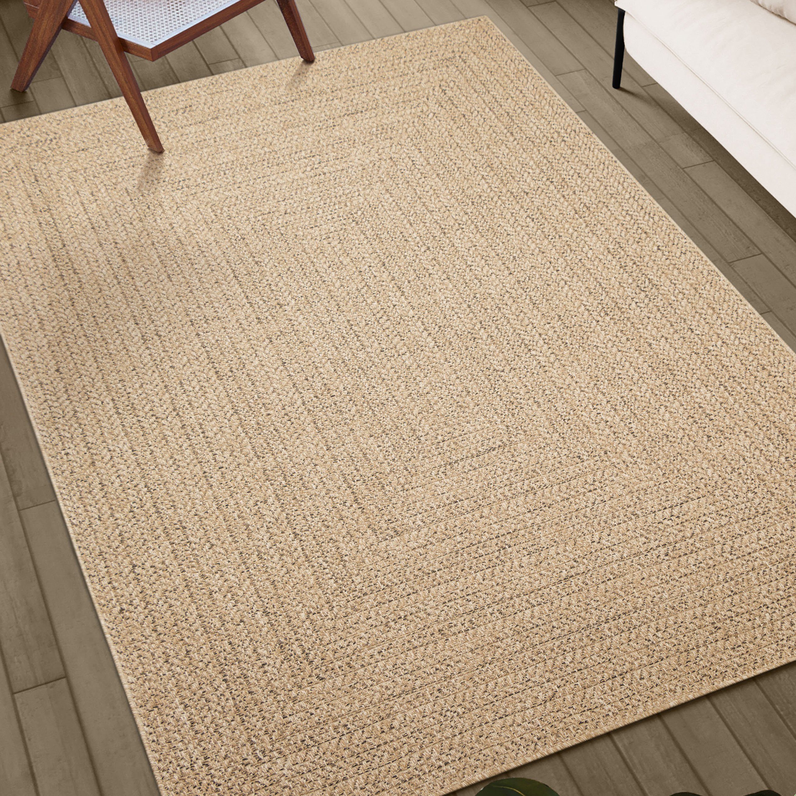 TeppichHome24 Outdoorteppich In- und Outdoorteppich in beige/braun, rechtec günstig online kaufen