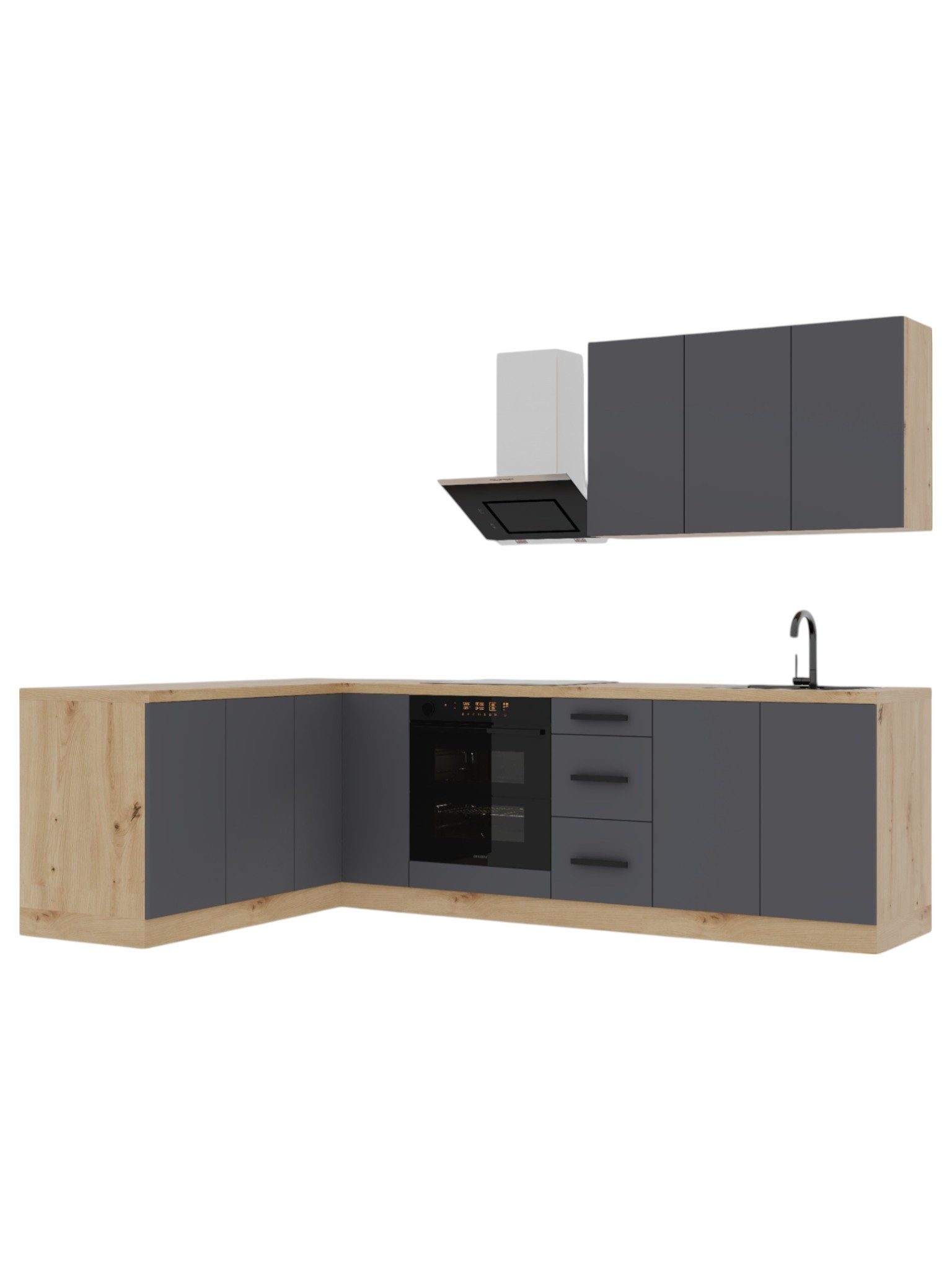 ROYAL24_MARKT Winkelküche K99-G270 - Nexa - Design trifft Funktionalität, (Komplett Set), Edles Design - Top Material - Hochwertig.