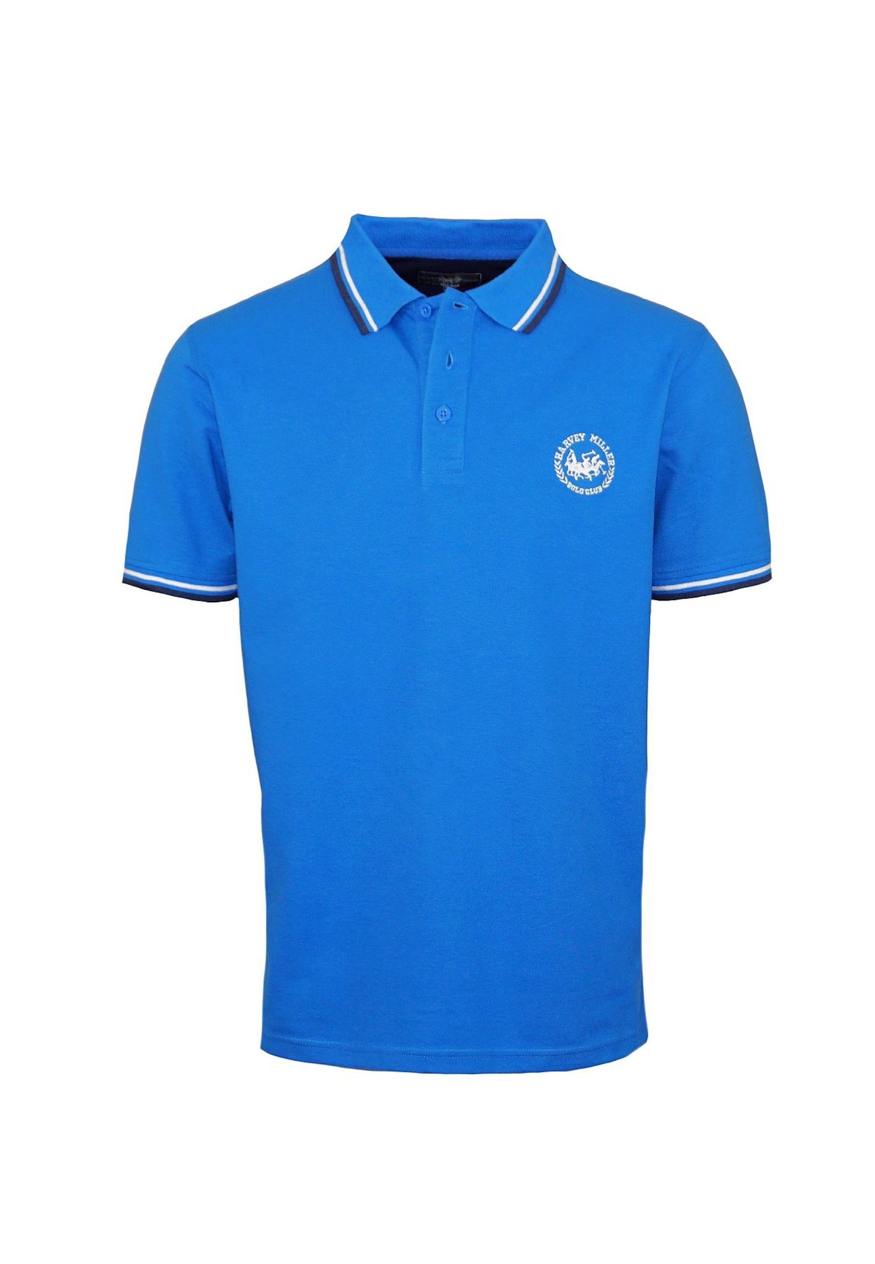 Harvey Miller Poloshirt Polo Poloshirt Fashion Polohemd Kurzarm Shirt blau
