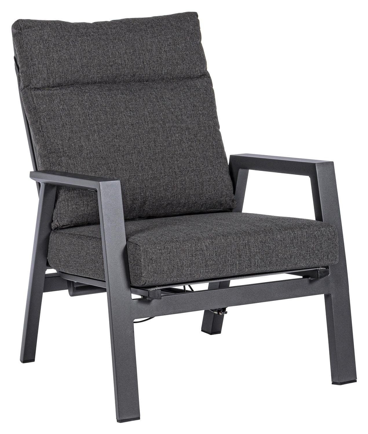 Bizzotto Gartensessel KLEDI, Aluminium, Textilen, Anthrazit, B 72 cm, (1-St), Rückenlehne 7-fach verstellbar, mit Sitz- und Rückenkissen