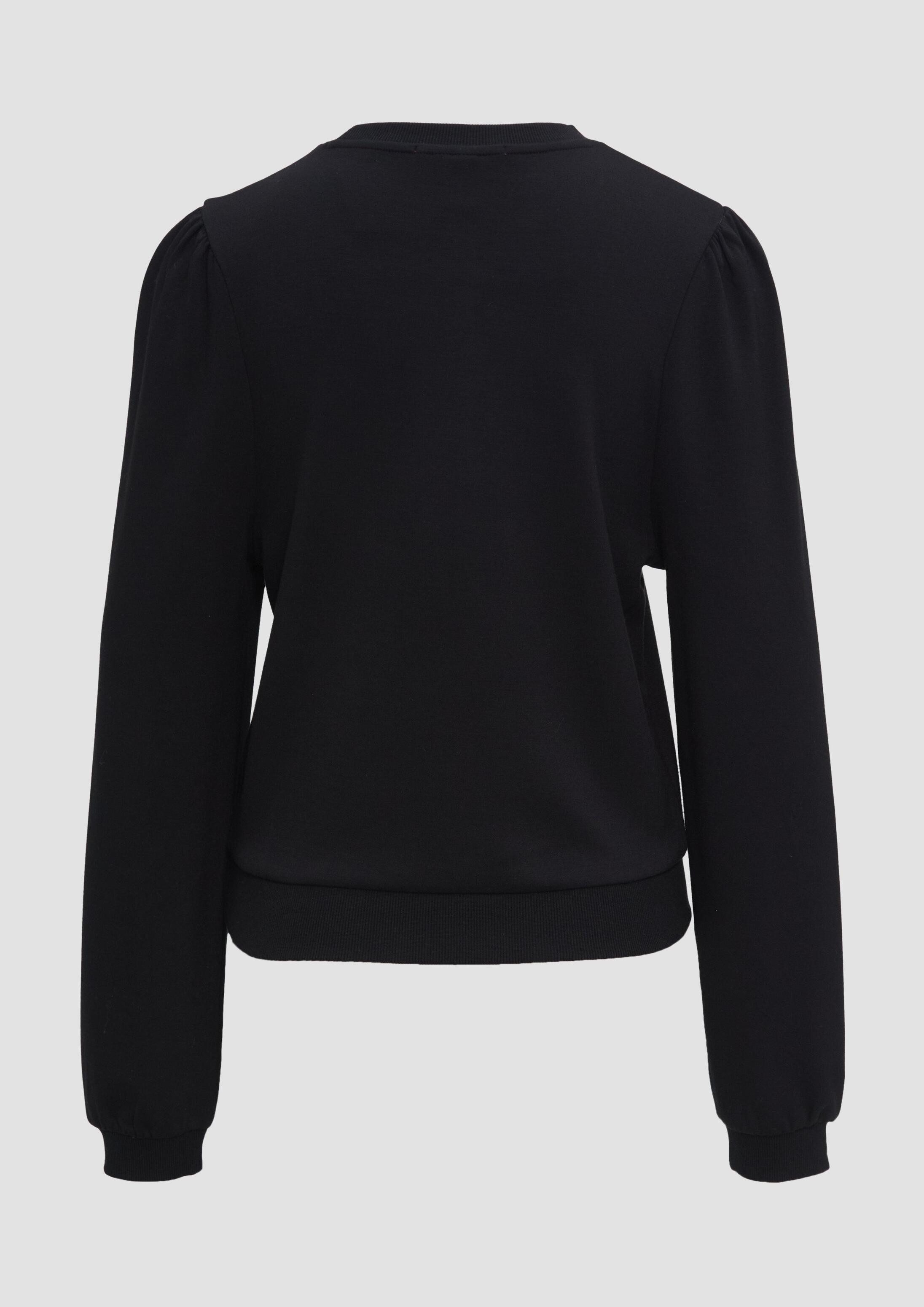 QS Sweatshirt Sweatshirt Viskosemix-Sweatshirt mit Puffärmeln