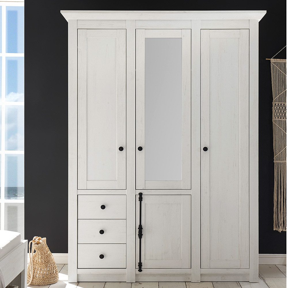 Lomadox Kleiderschrank WINGST-61 Pinie weiß Nb. 147x206x64cm