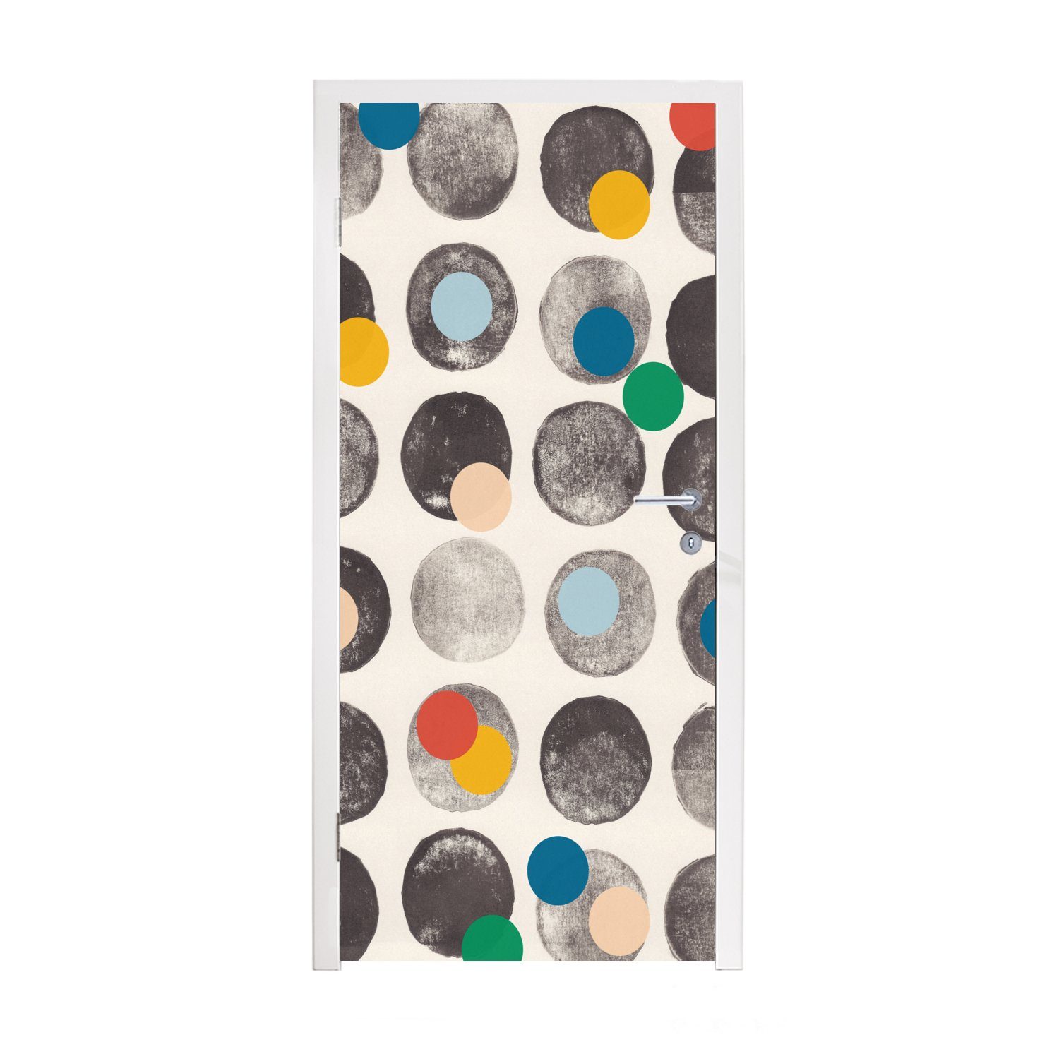 MuchoWow Türtapete Farben - Abstrakt - Kreise - Pastell, Matt, bedruckt, (1 St), Fototapete für Tür, Türaufkleber, 75x205 cm