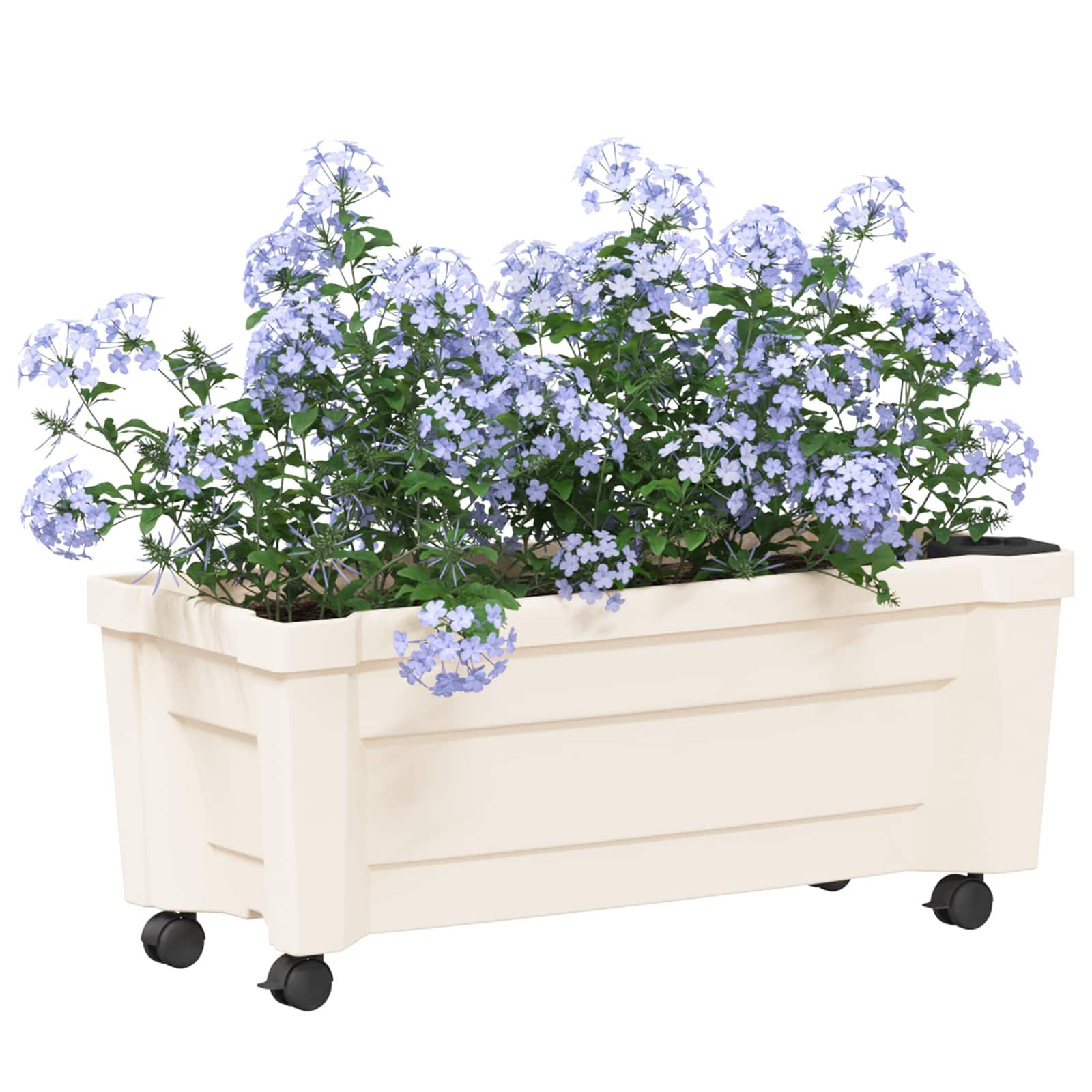 vidaXL Mülltonnenbox Calypso Blumentopf mit Rädern PP Weiß (1 St)