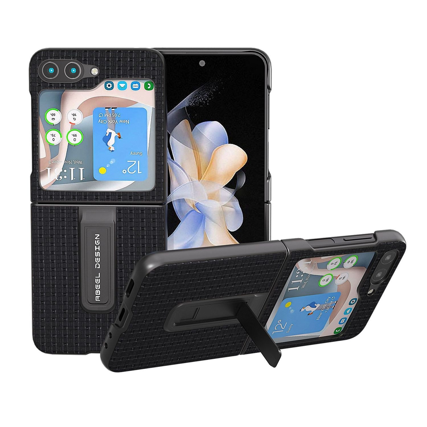 Wigento Handyhülle Für Samsung Galaxy Z Flip5 5G Echt Leder Handy Tasche Hülle Cover Etui