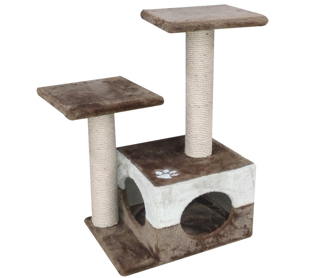 Dehner Kratzbaum Mia, ca. 70 x 34 x 45 cm, Sisal/Plüsch, schicker Kletterplatz mit Rückzugshöhle und kuscheligen Liegeflächen