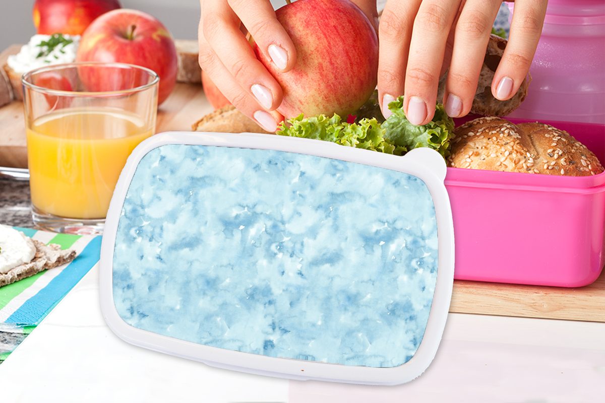 Aquarell Brotdose Brotbox MuchoWow Mädchen, Erwachsene, Muster, rosa Lunchbox Snackbox, Kinder, - (2-tlg), Blau Kunststoff Kunststoff, für -
