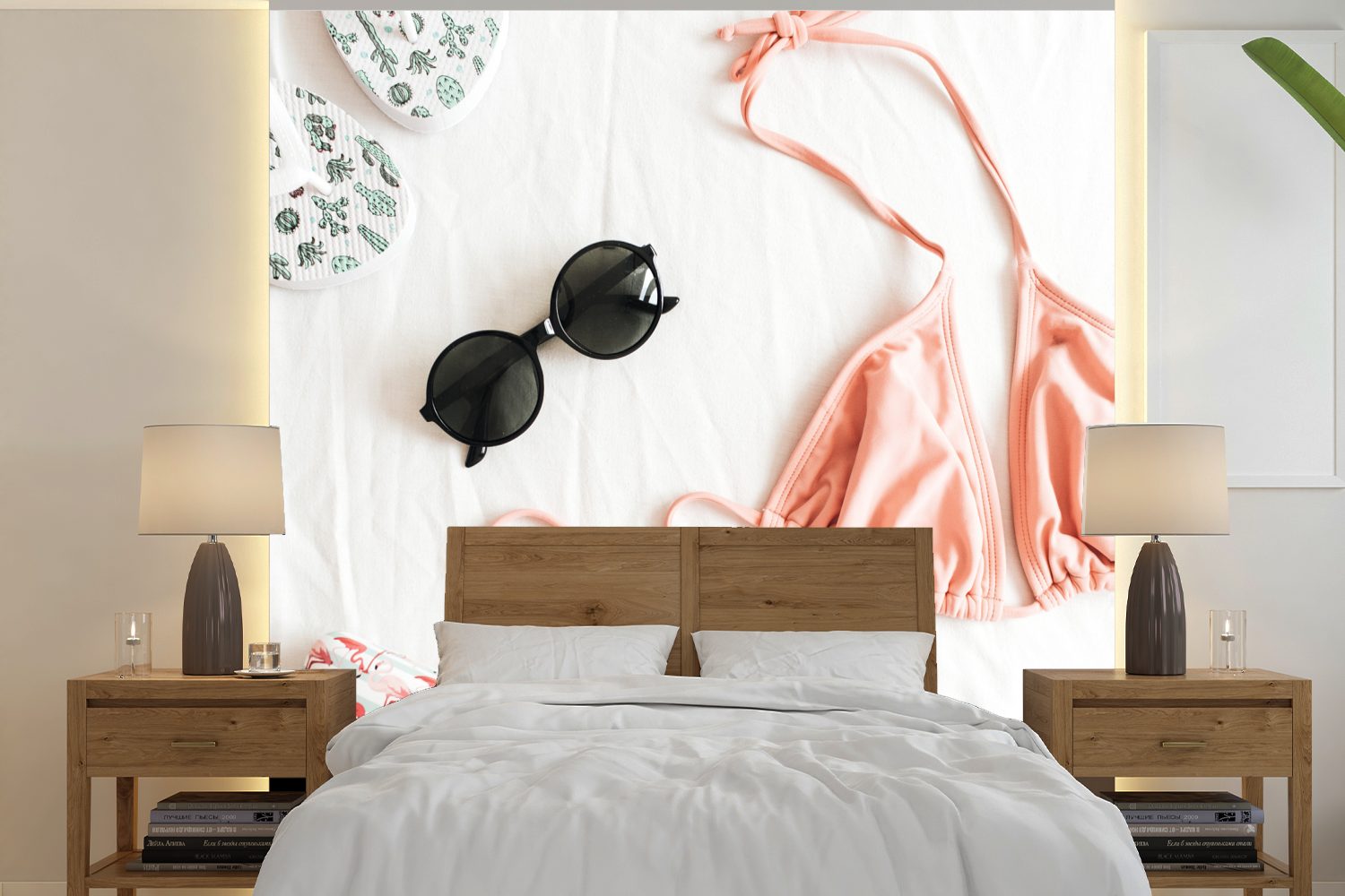 Wohnzimmer St), Wandtapete Fototapete - MuchoWow bedruckt, Schlafzimmer, für oder (5 Tapete Matt, Vinyl Sommer Sonnenbrille, Bikini -
