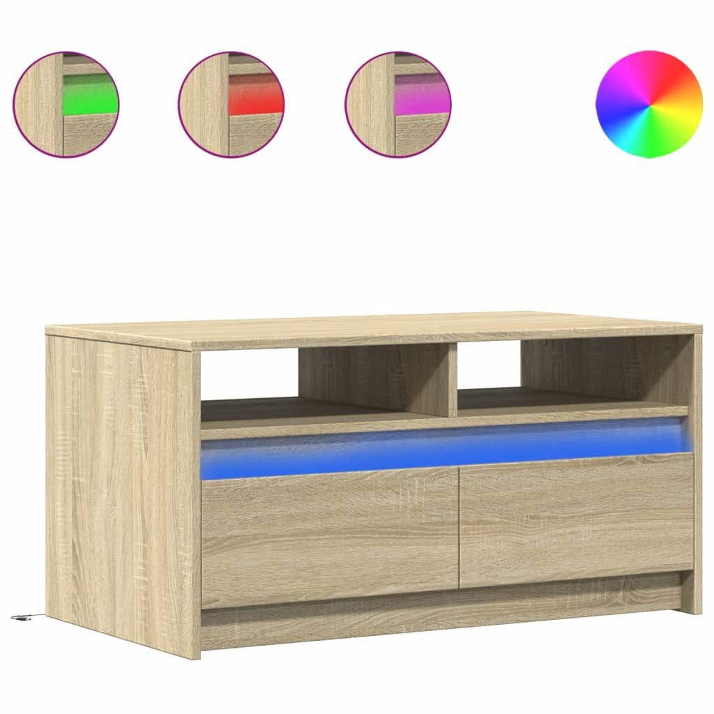 vidaXL Couchtisch LED-Couchtisch Sonoma-Eiche Holzwerkstoff (1-St) günstig online kaufen