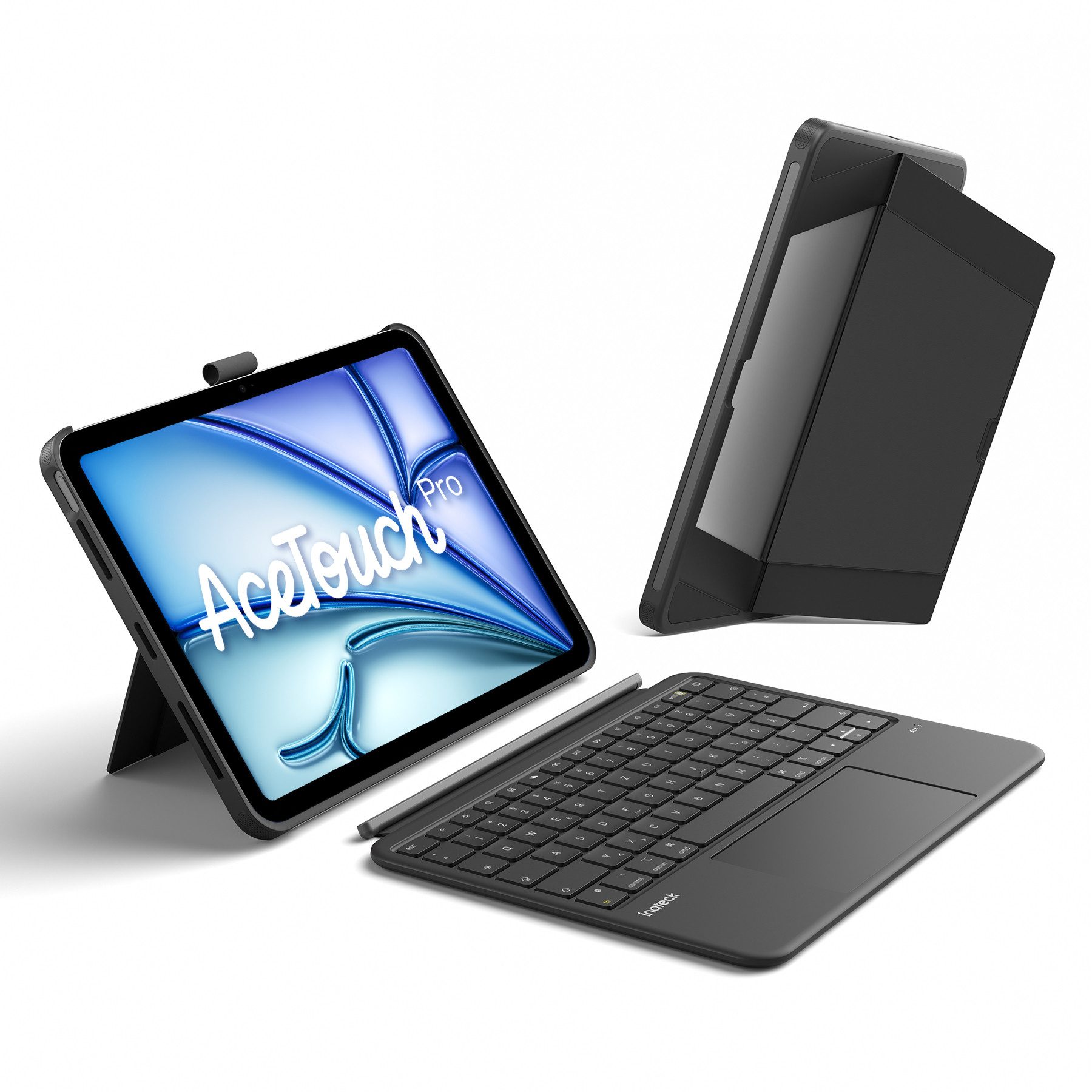 Inateck für 11 Zoll iPad Air M4 M3, iPad Pro, mit Touchpad iPad-Tastatur (Vertikaler/Horizontaler Ständer, Abnehmbar, mit Stifthalter)