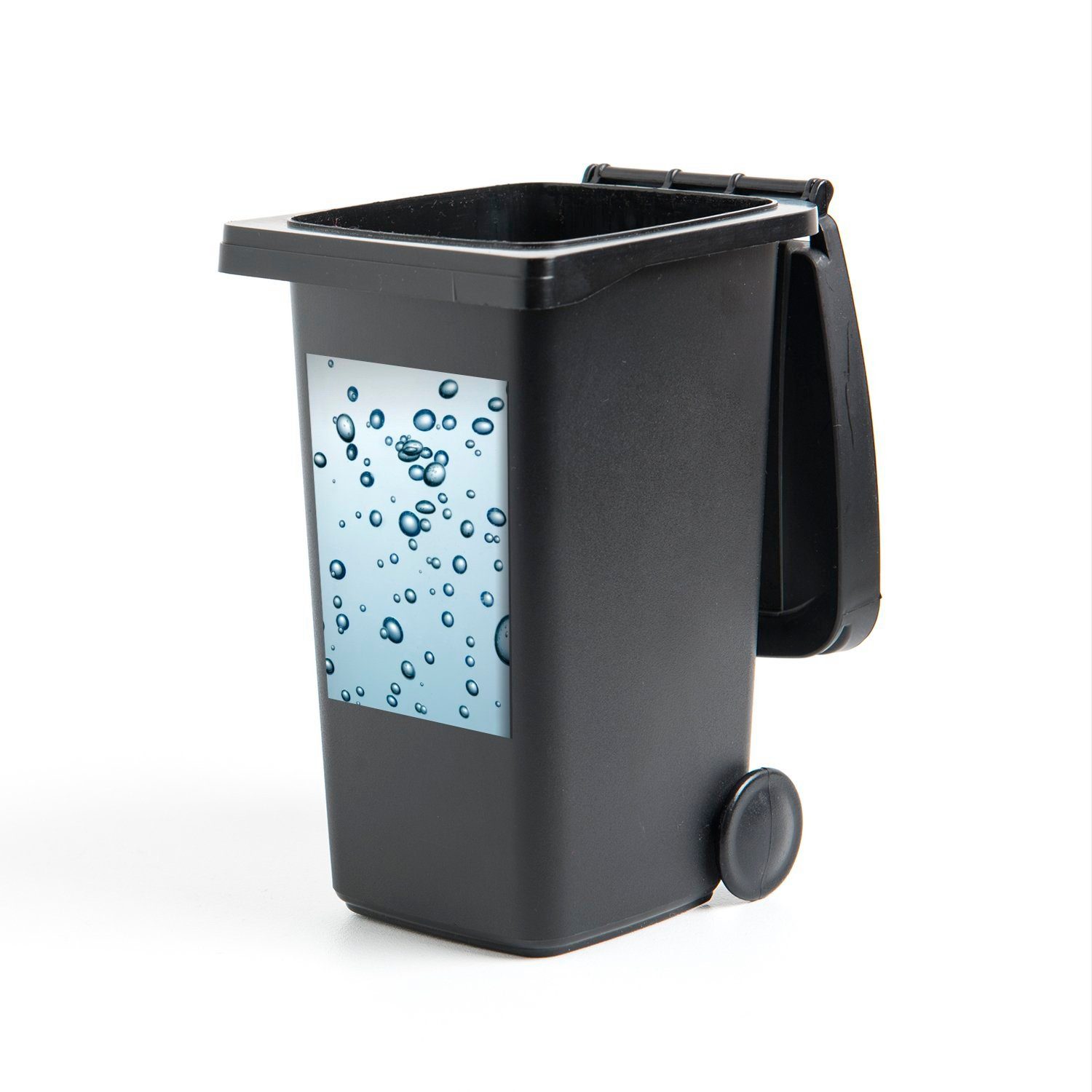 MuchoWow Wandsticker Wasser Sticker, Container, (1 Mülleimer-aufkleber, in stehendem St), Abfalbehälter Blasen Mülltonne