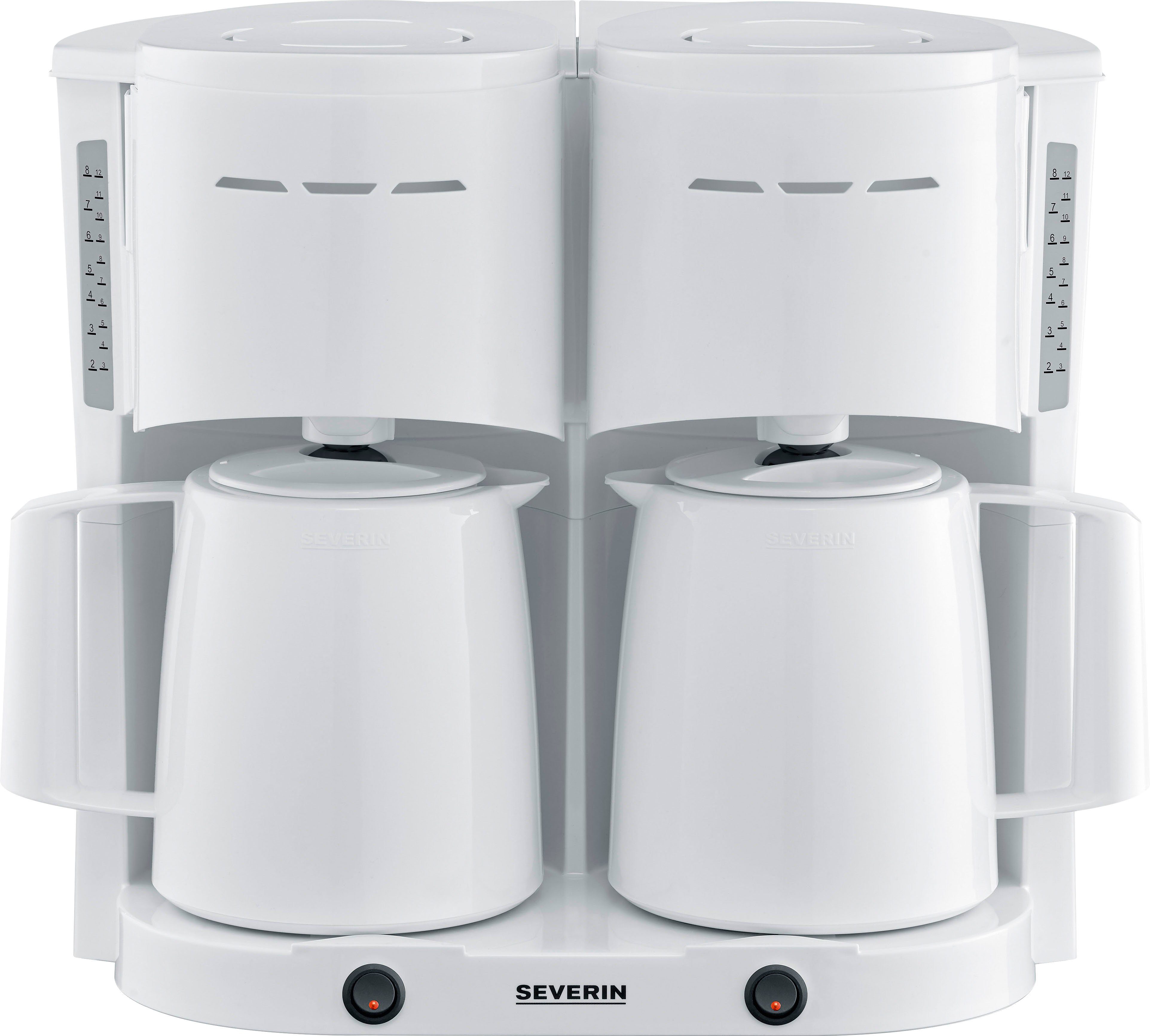 Severin Filterkaffeemaschine KA 9314 Duo-Filterkaffeemaschine mit 2 Thermokannen, 1l Kaffeekanne, Papierfilter 1x4