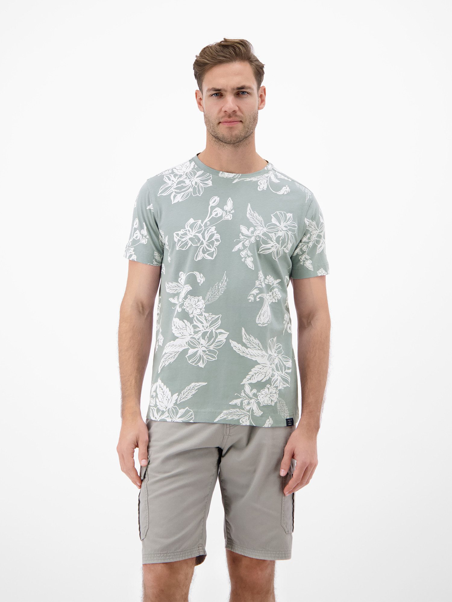 LERROS T-Shirt T-Shirt mit O-Neck und floralem All-over-Print