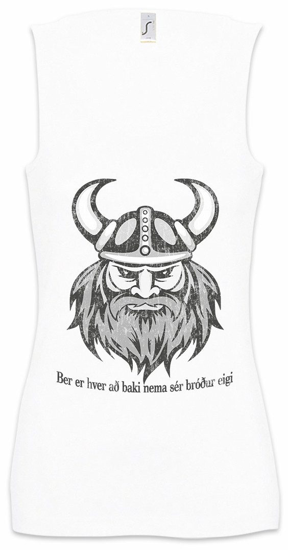 Tanktop Viking Head II Ärmelloses Damen T-Shirt Krieger Warrior Runen Vikings