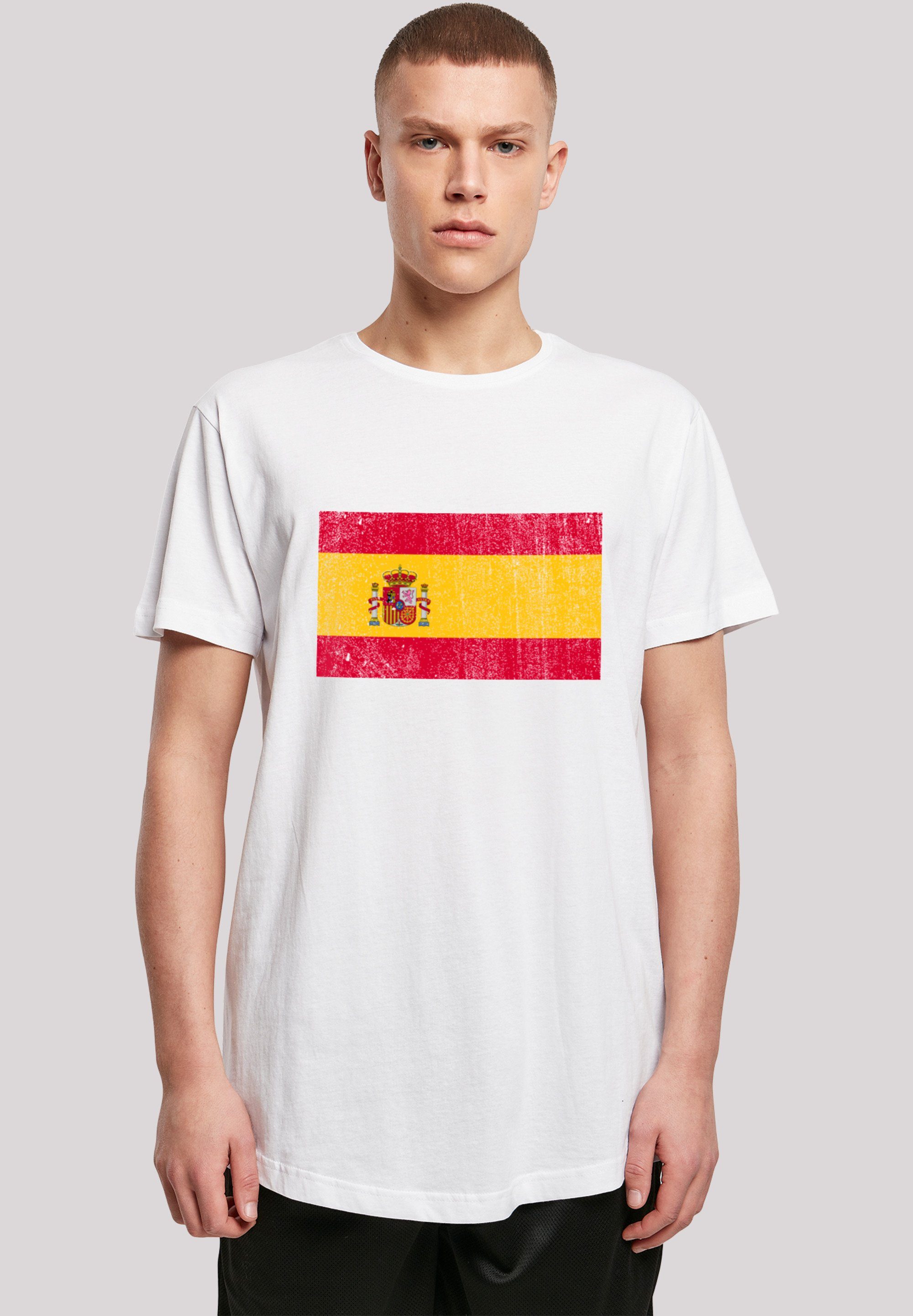F4NT4STIC T-Shirt Spain Spanien Flagge distressed Print weiß