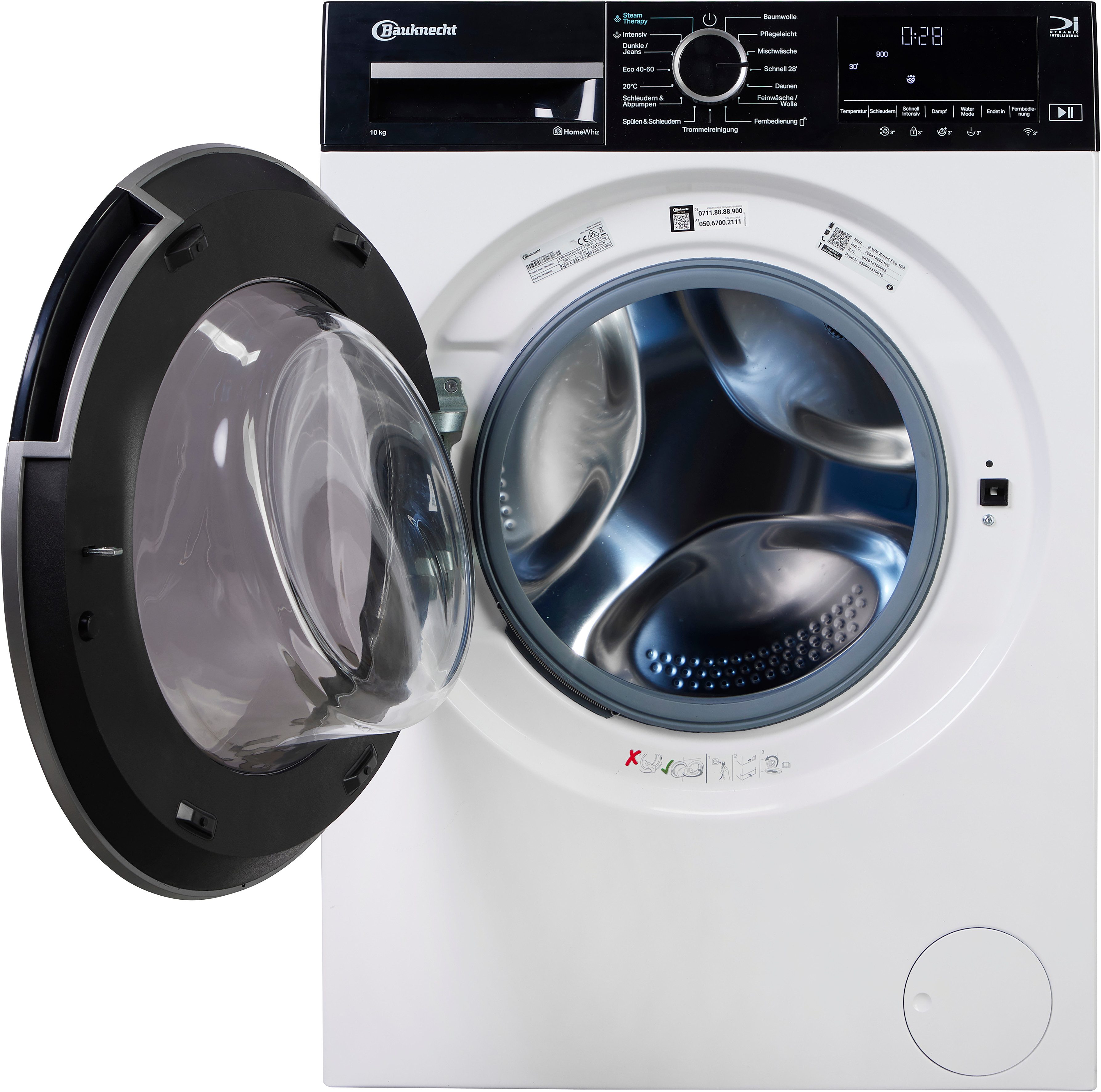 BAUKNECHT Waschmaschine B WM Smart Eco 10A, 10 kg, 1400 U/min, Adaptive Wash – Intelligente Anpassung für perfekte Waschergebnisse
